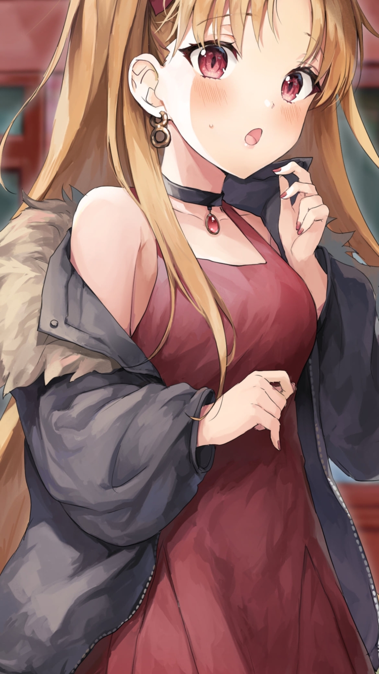 驚いている赤いドレスを着たエレシュキガル / Fate/grand orderの750 x 1334 / スマホ壁紙