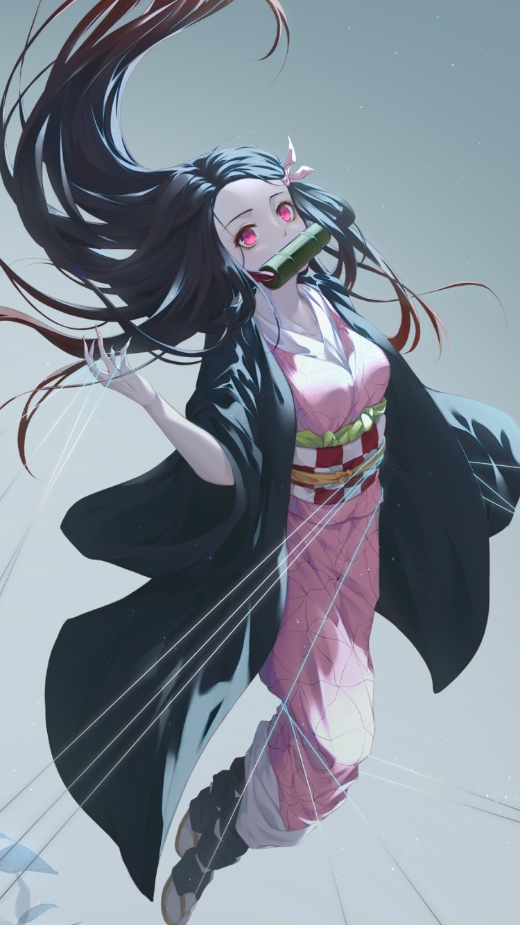 無数の糸と竈門禰豆子 / 鬼滅の刃の750 x 1334 / スマホ壁紙