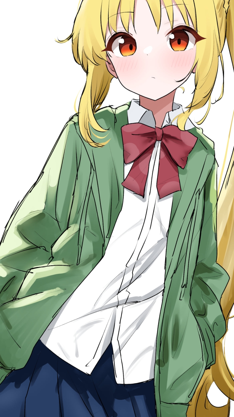 緑のジャンパーに手をつっこむ可愛い伊地知虹夏 / ぼっち・ざ・ろっく!の750 x 1334 / スマホ壁紙