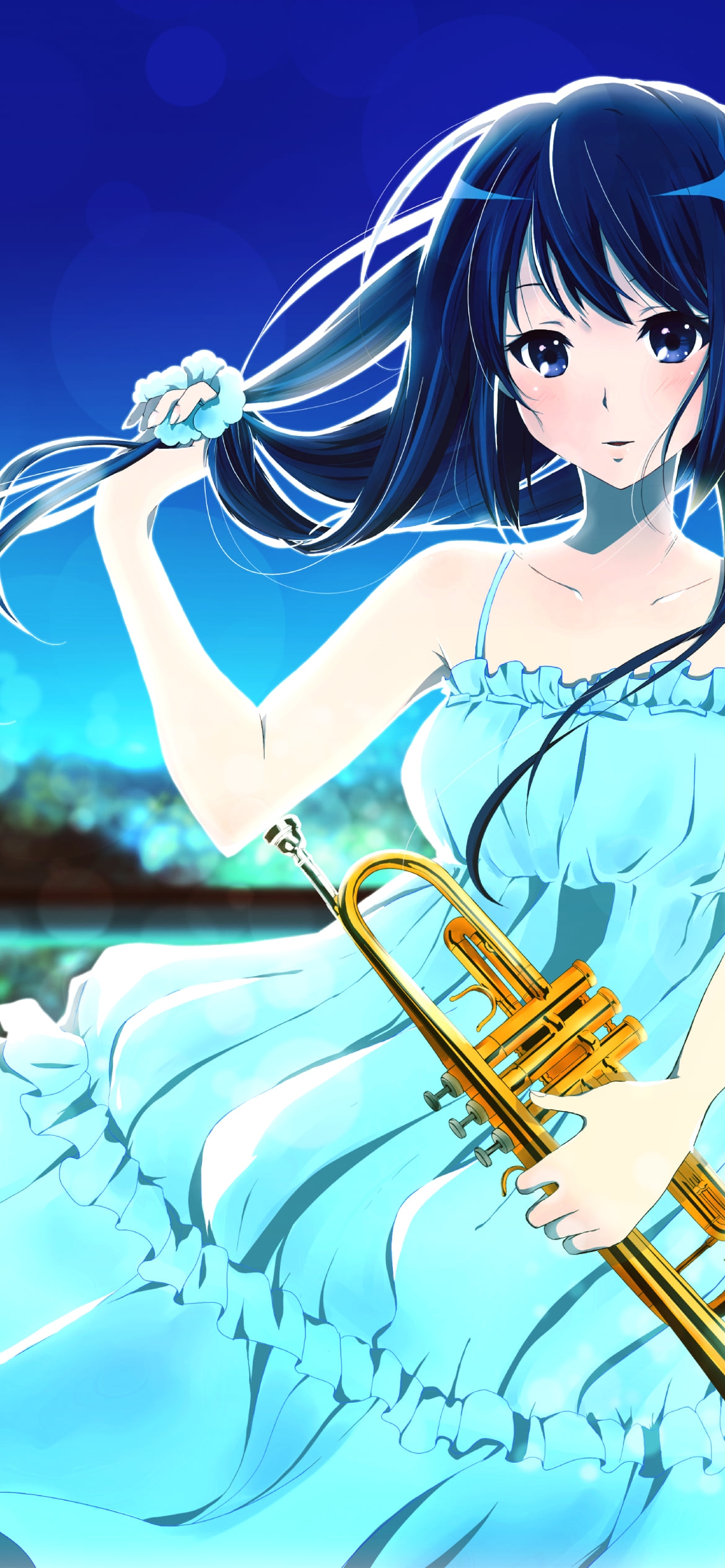 髪をほどく高坂麗奈（こうさかれいな） / トランペット / 響け!ユーフォニアムの1170 x 2532 / スマホ壁紙