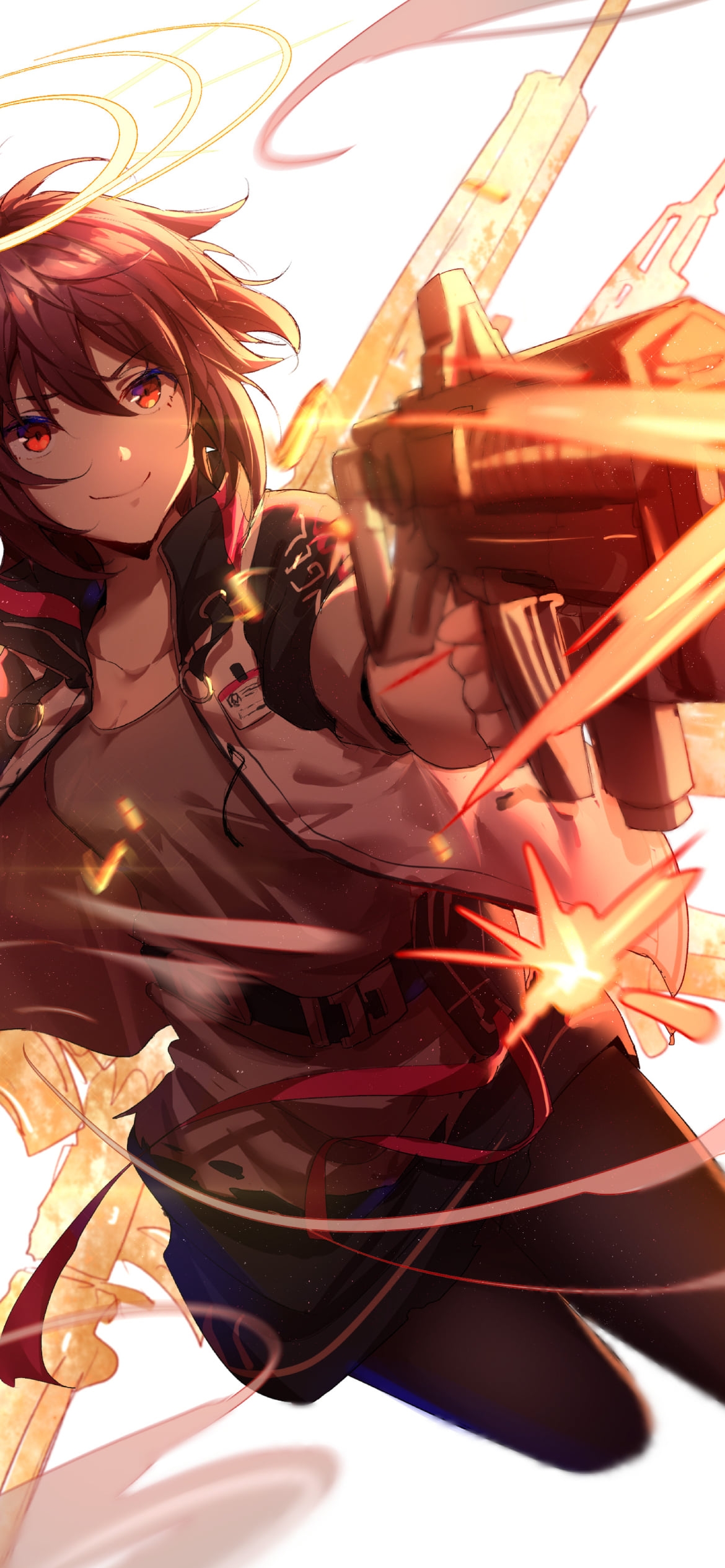笑いながら攻撃するエクシア / アークナイツの1170 x 2532 / スマホ壁紙
