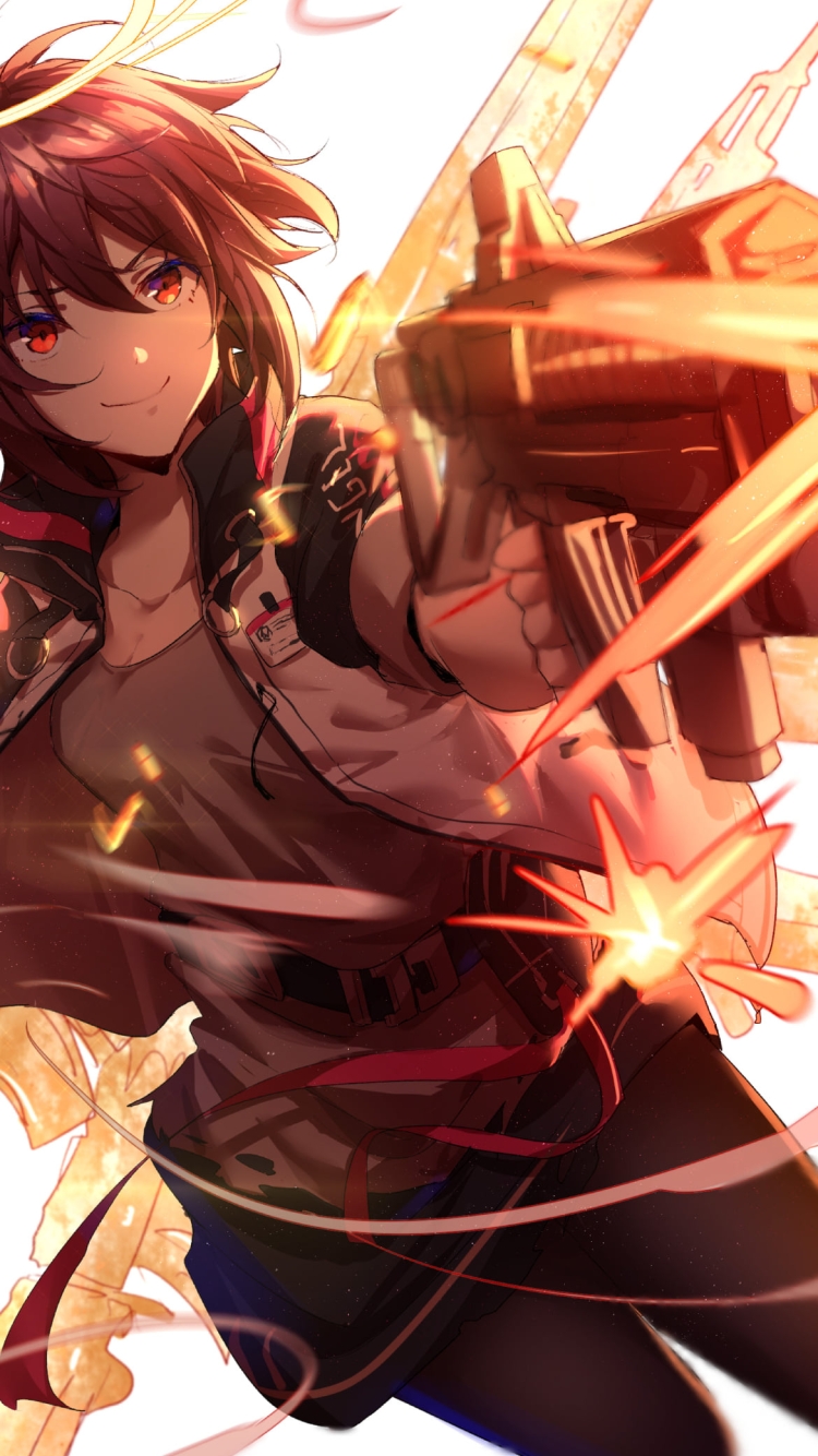 笑いながら攻撃するエクシア / アークナイツの750 x 1334 / スマホ壁紙