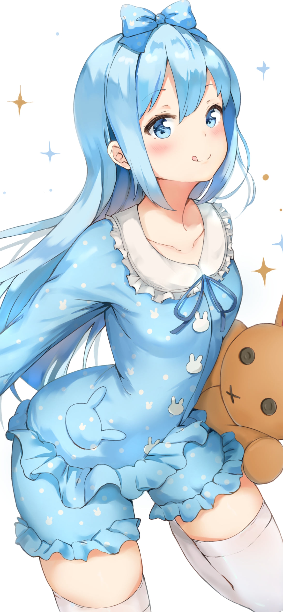 兎のぬいぐるみを持つ可愛い碧居結衣 / バーチャルYouTuber / Vtuberの1170 x 2532 / スマホ壁紙