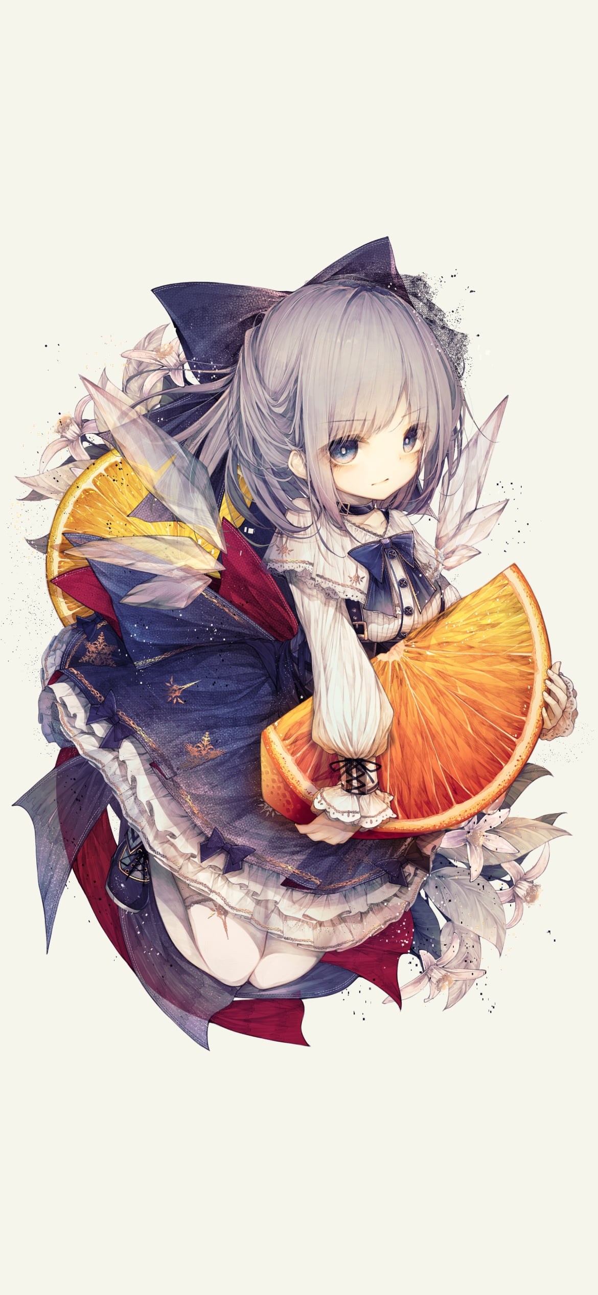 オレンジを持つ可愛いチルノ / 東方の1170 x 2532 / スマホ壁紙