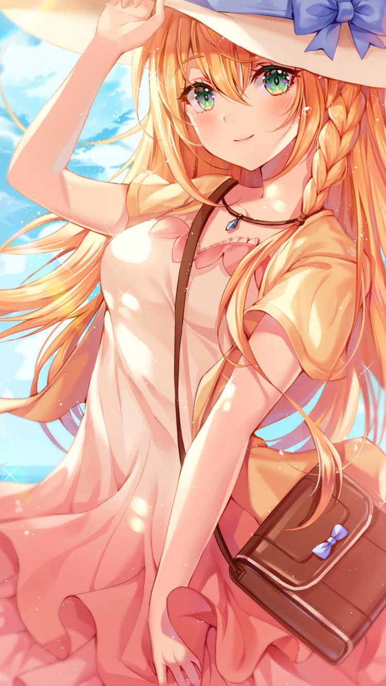 海沿いで笑顔でポーズをする可愛いぺコリーヌ / プリンセスコネクト!re:diveの750 x 1334 / スマホ壁紙