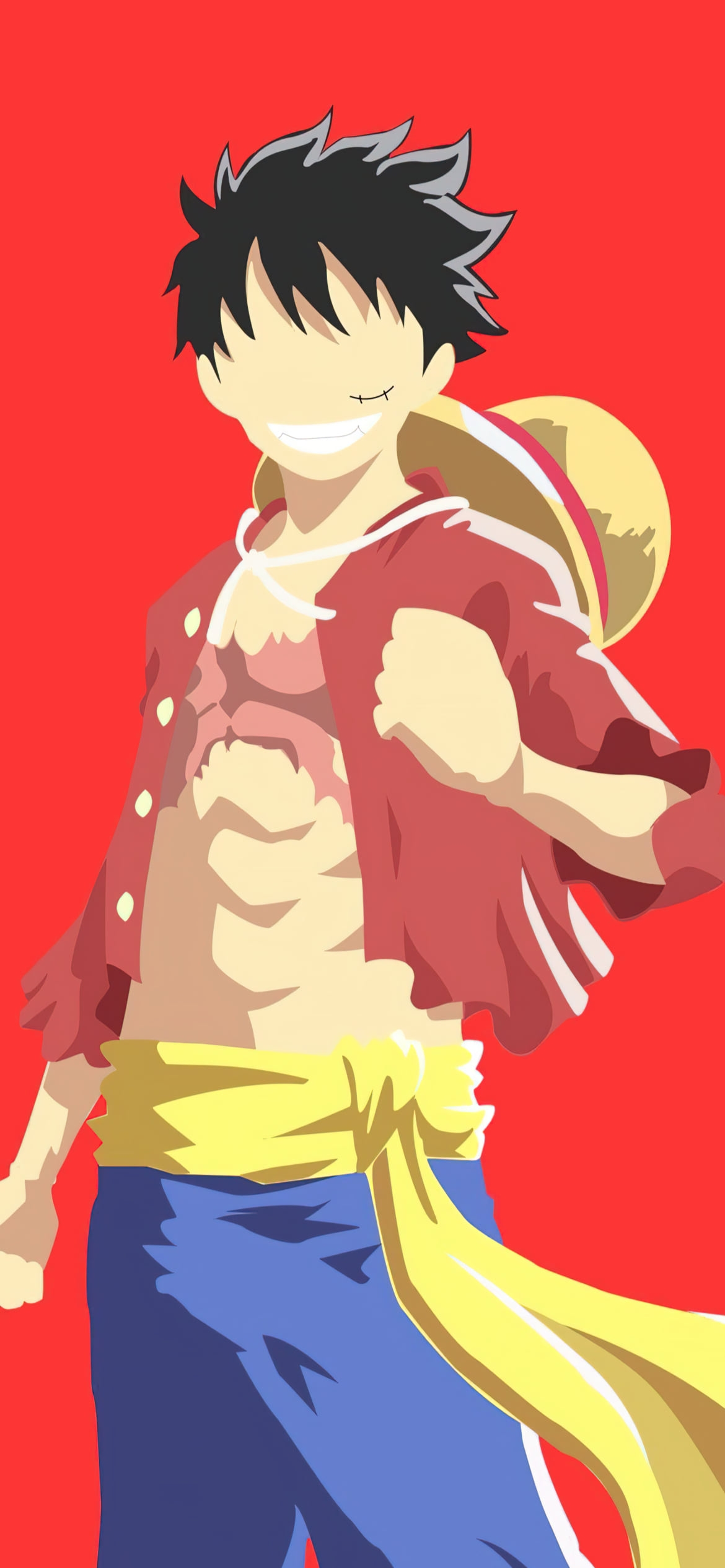 笑顔で拳を握るルフィ / ベクター / ONE PIECEの1170 x 2532 / スマホ壁紙