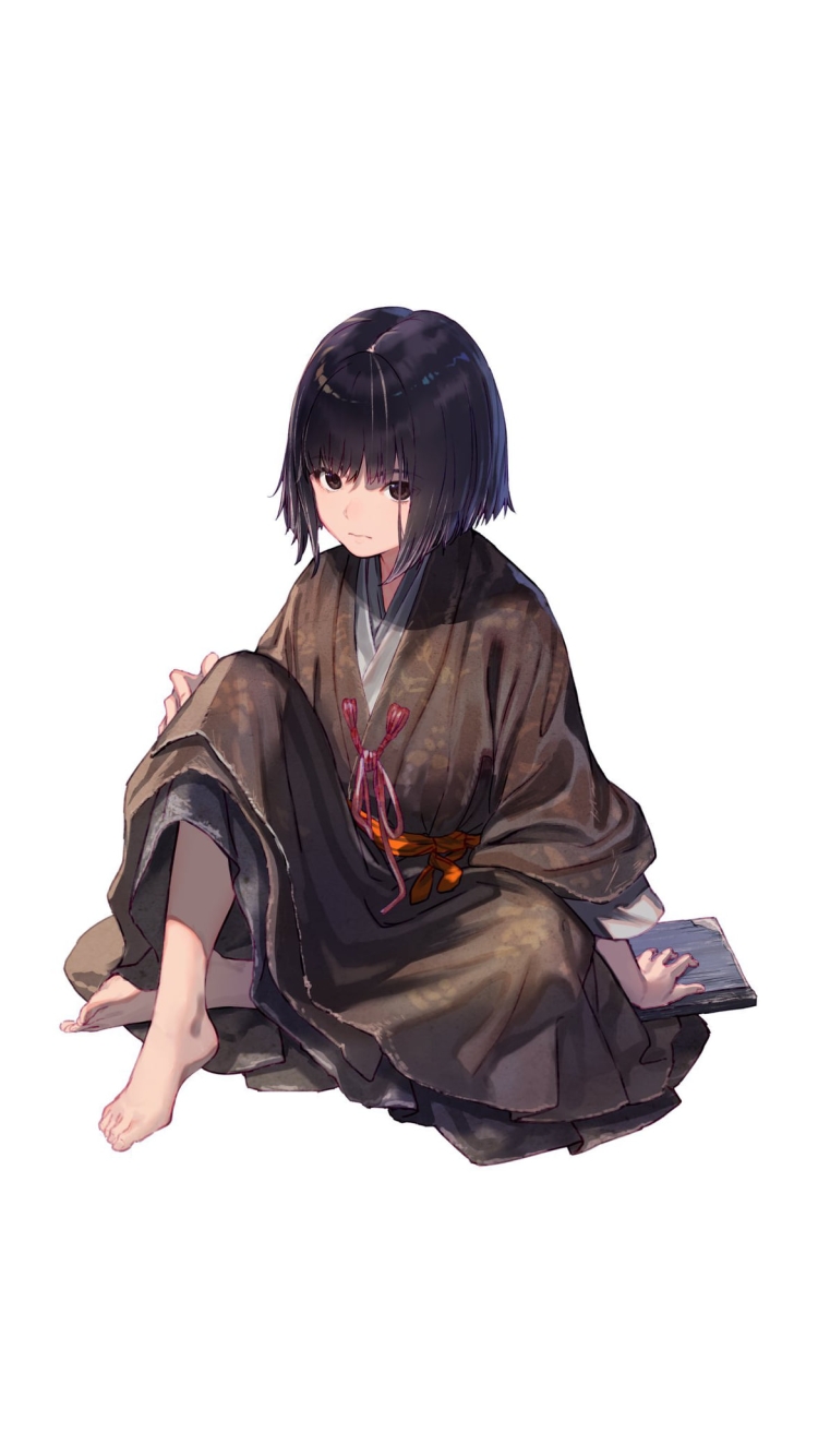 ボロボロのノートを持ち座る九郎 / SEKIROの750 x 1334 / スマホ壁紙