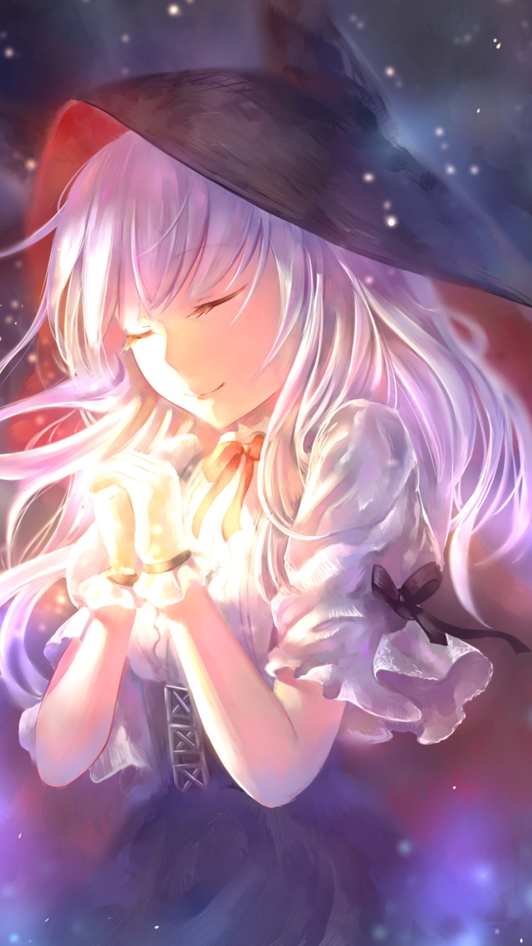 雪が降る中で目をつぶり祈る可愛いエレバス / アズールレーンの750 x 1334 / スマホ壁紙