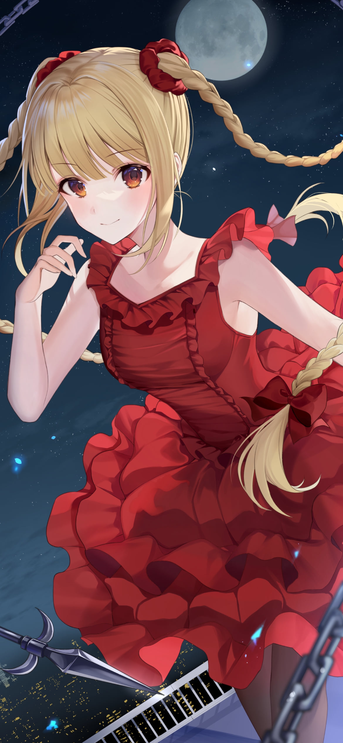 赤いドレスを着た可愛い狩野朱歌 (かりのしゅか) / ダーウィンズゲームの1170 x 2532 / スマホ壁紙