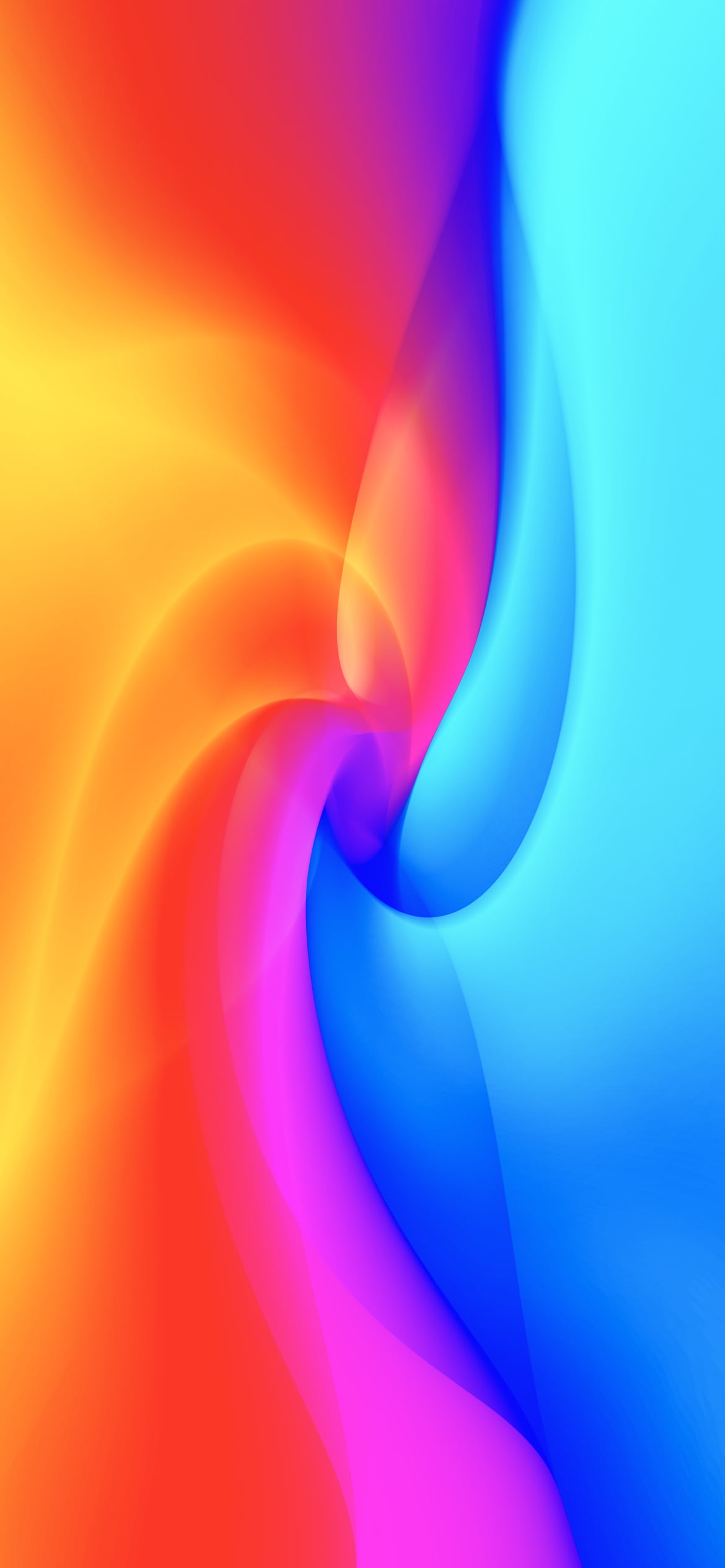 オレンジ・ピンク・水色の滑らかなテクスチャー / アブストラクトの1170 x 2532 / スマホ壁紙