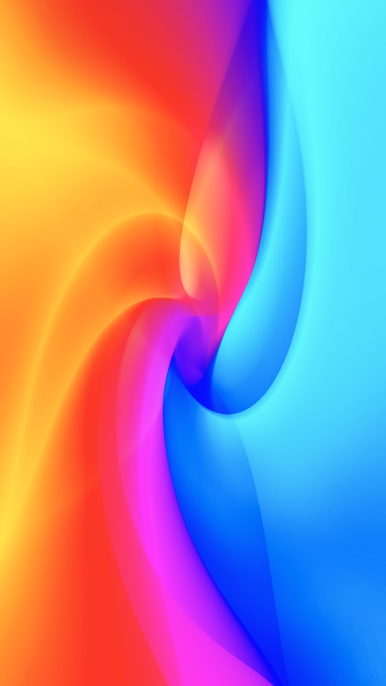 オレンジ・ピンク・水色の滑らかなテクスチャー / アブストラクトの750 x 1334 / スマホ壁紙