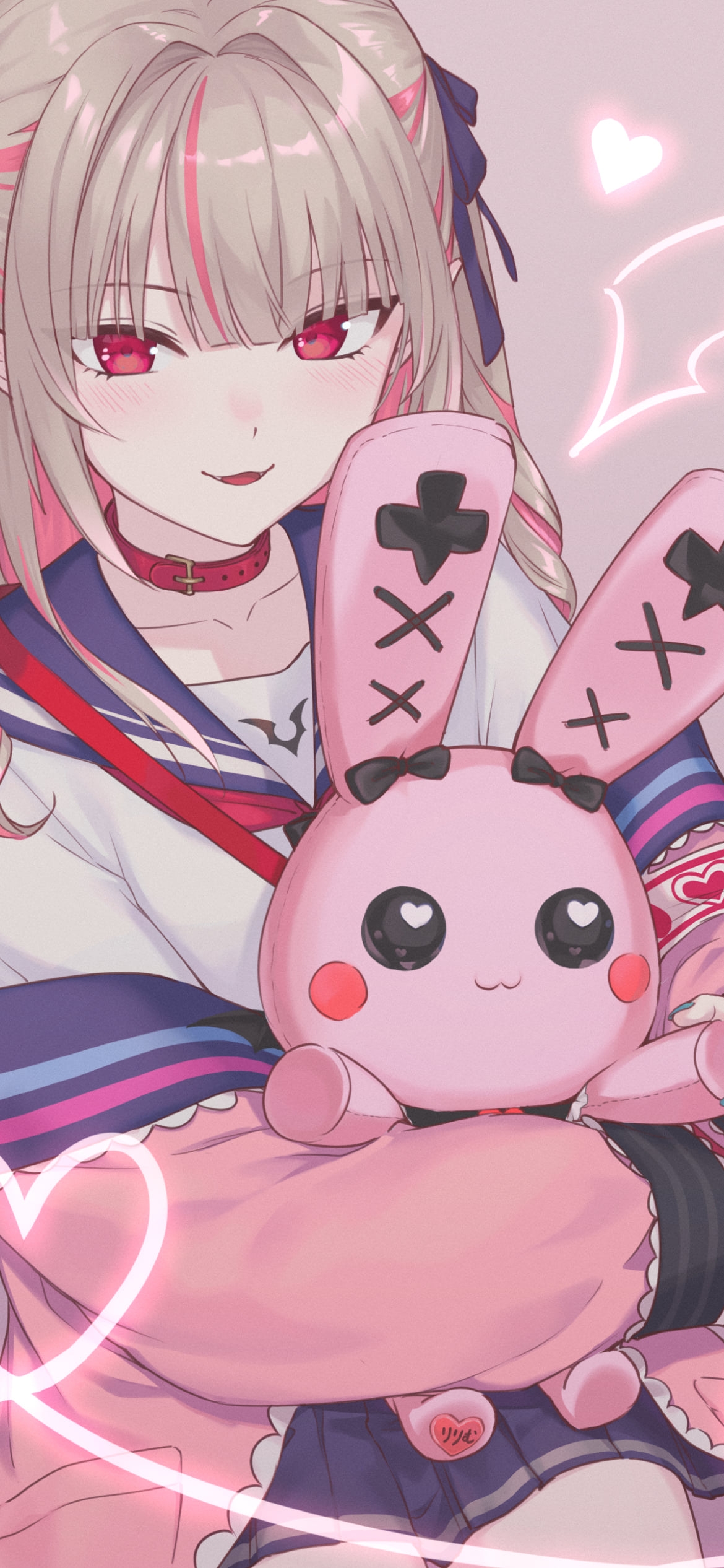 ピンクのウサギと魔界ノりりむ / サキュバス / にじさんじゲーマーズ / バーチャルYouTuber / Vtuberの1170 x 2532 / スマホ壁紙