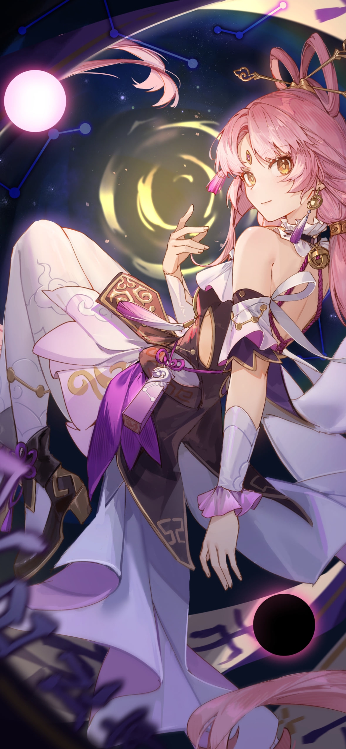 宙に浮き魔法を詠唱する符玄（ふげん） / 崩壊:スターレイルの1170 x 2532 / スマホ壁紙