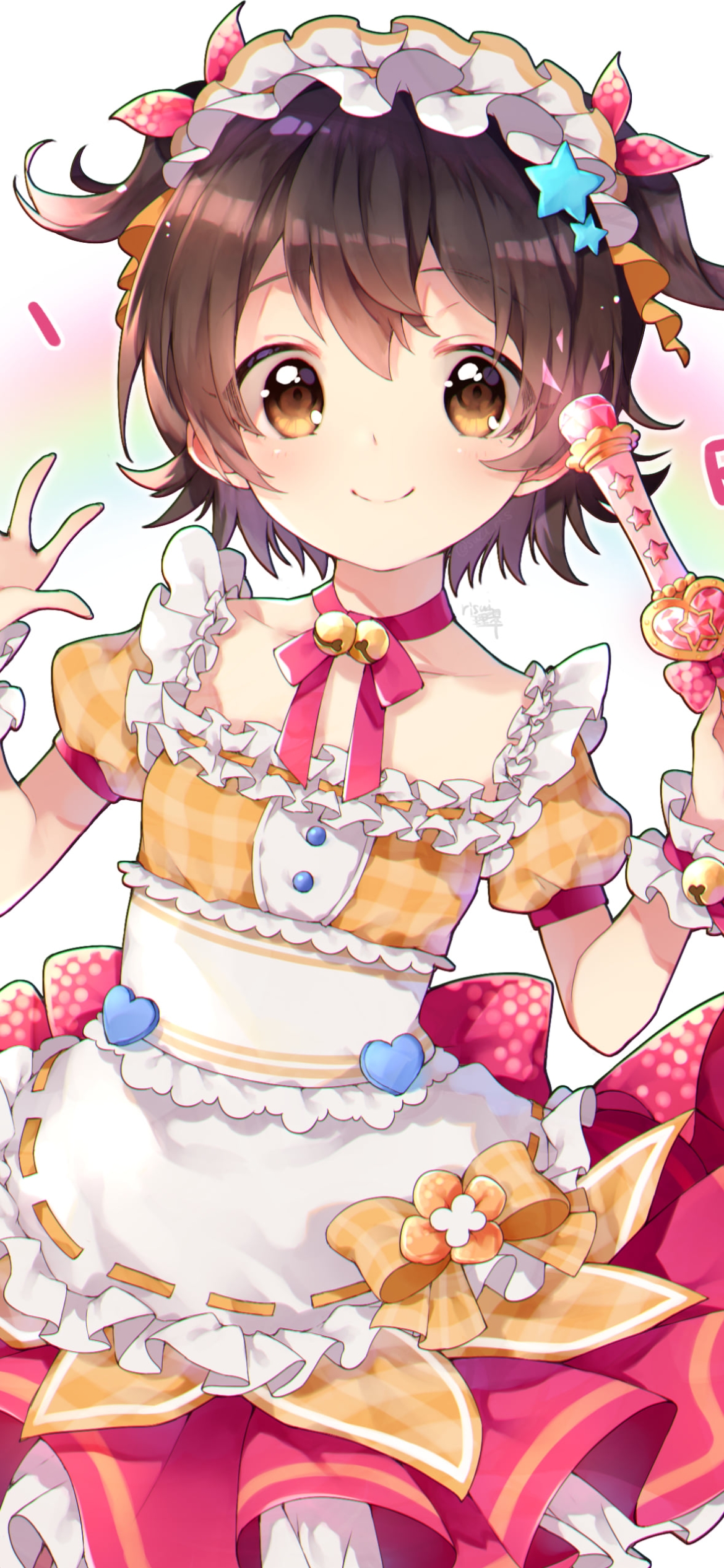 赤と黄色のアイドルの衣装を着た可愛い赤城みりあ / アイドルマスターシンデレラガールズの1170 x 2532 / スマホ壁紙