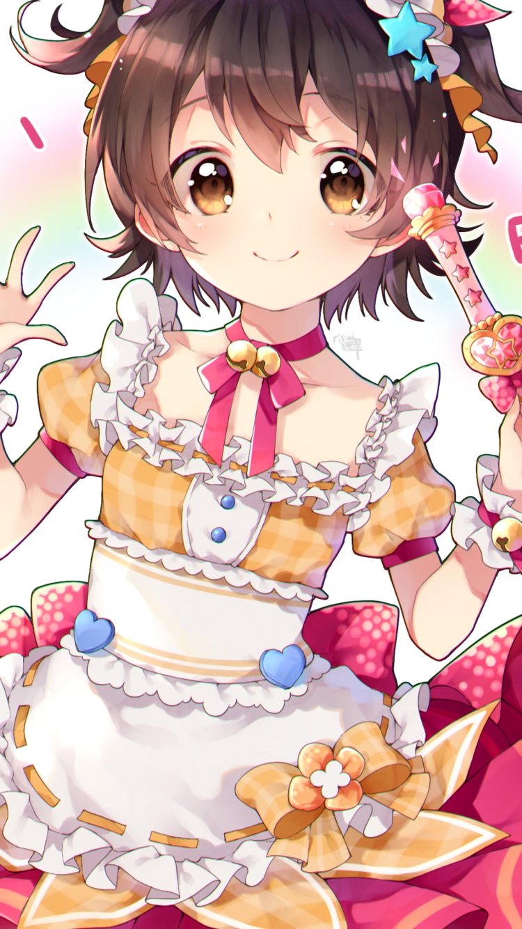 赤と黄色のアイドルの衣装を着た可愛い赤城みりあ / アイドルマスターシンデレラガールズの750 x 1334 / スマホ壁紙