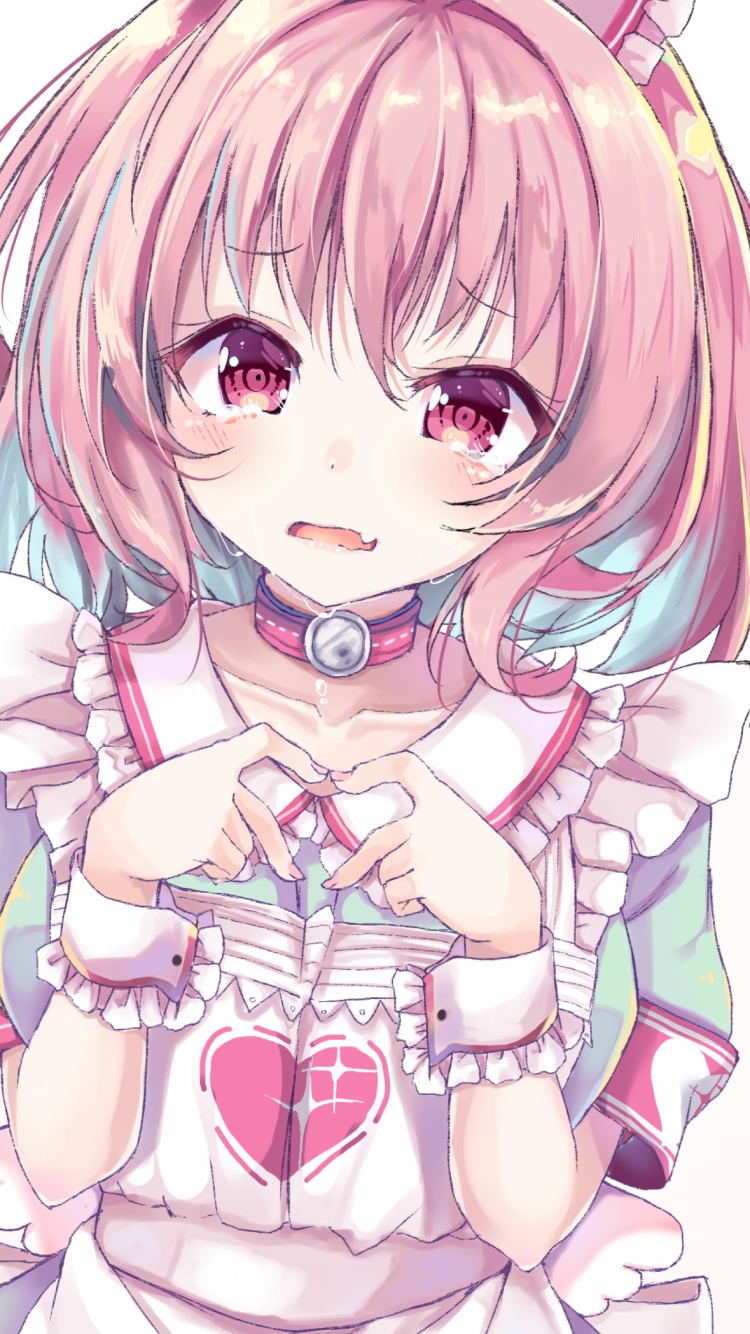 泣きながら手でハートを作る可愛い夢見りあむ / アイドルマスターシンデレラガールズの750 x 1334 / スマホ壁紙