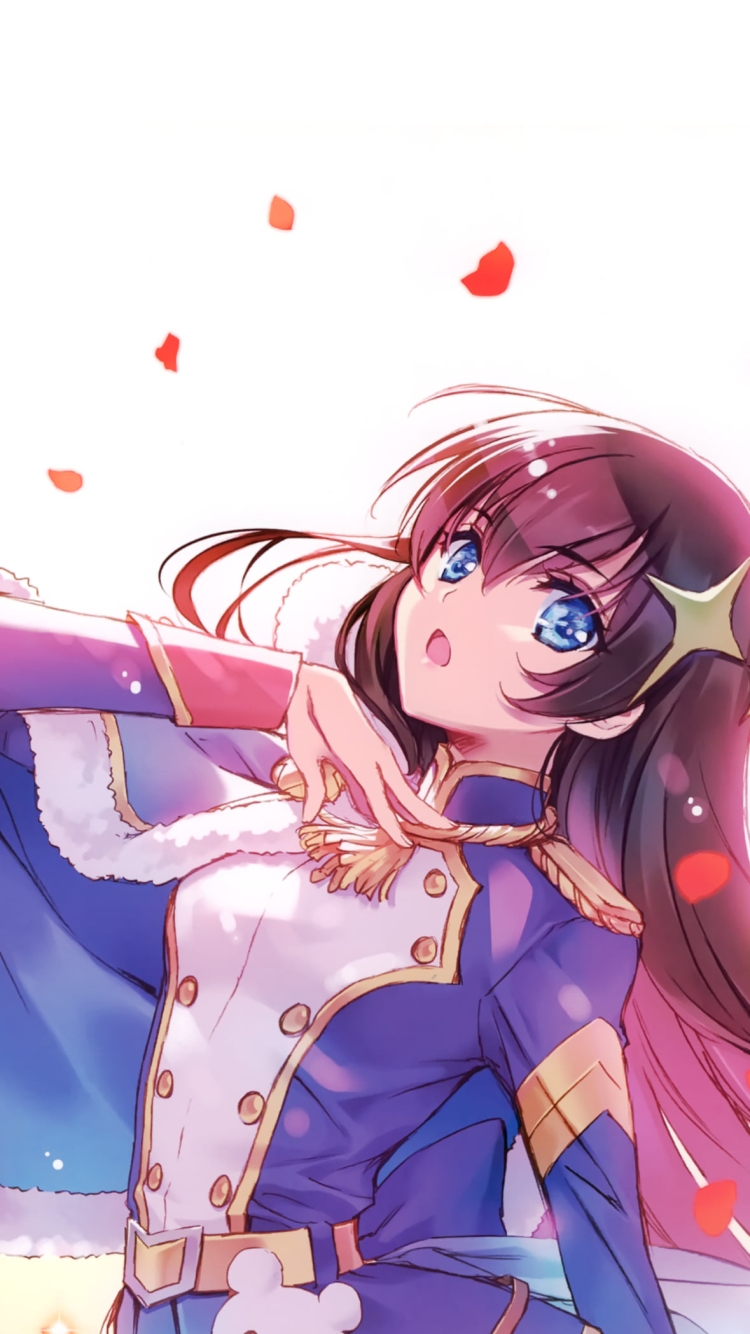 赤い花弁とスポットライトに照らされた神楽ひかり / 少女☆歌劇 レヴュースタァライトの750 x 1334 / スマホ壁紙