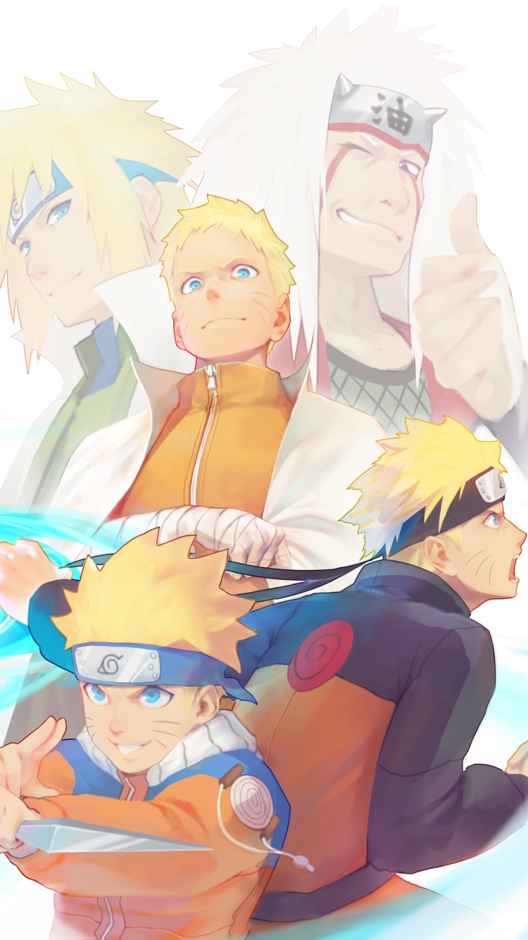 うずまきナルト / 波風ミナト / 自来也 / 螺旋丸 / NARUTOの750 x 1334 / スマホ壁紙