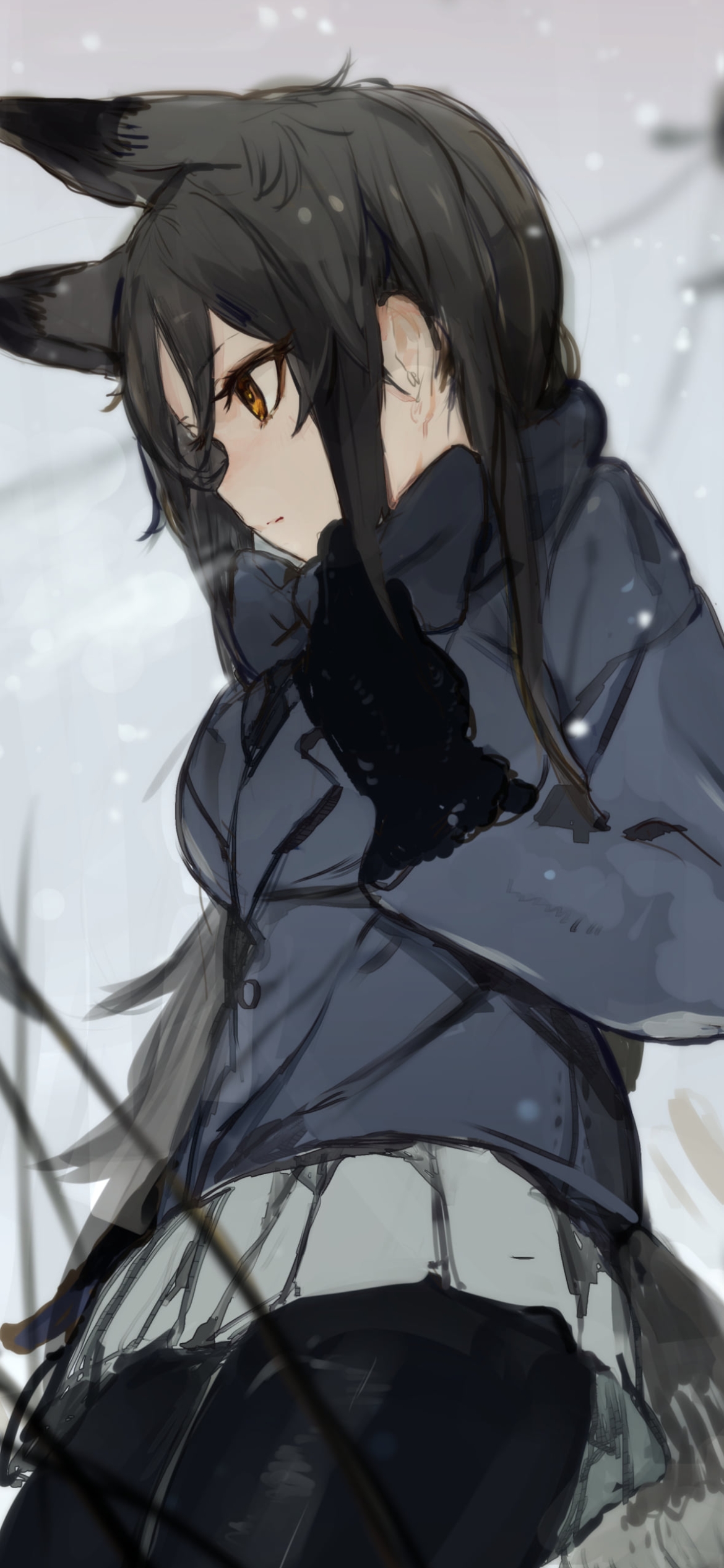白い息を吐くギンギツネ / けものフレンズの1170 x 2532 / スマホ壁紙