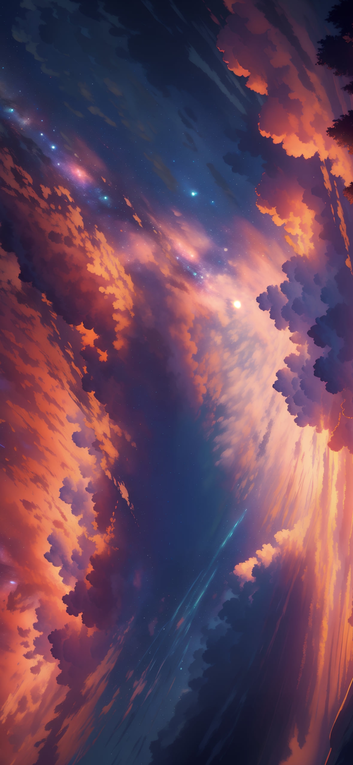夕焼けに染まる綺麗な空 / 吸い込まれるような絶景の1170 x 2532 / スマホ壁紙