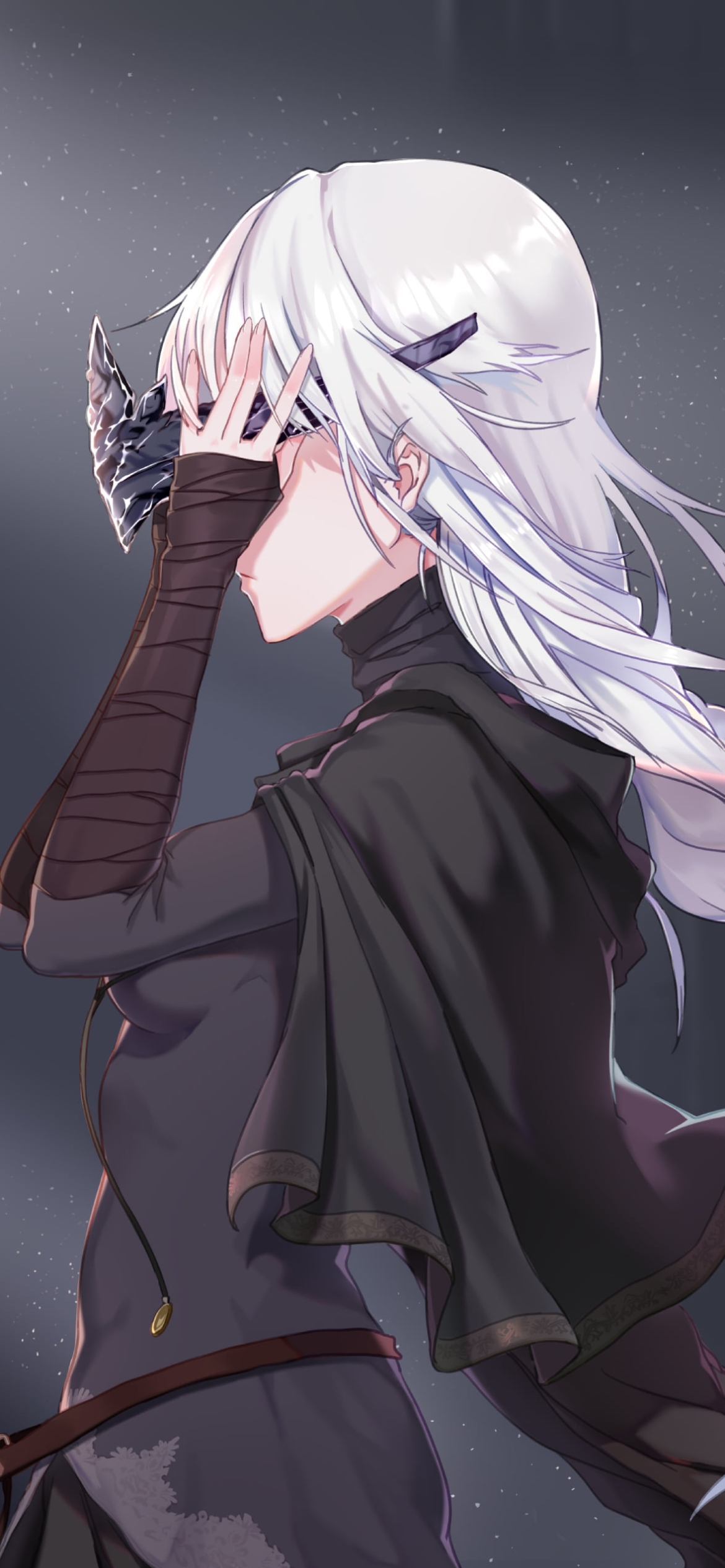 黒い仮面をつけるかぼたん / 黒衣の火防女 / ダークソウルの1170 x 2532 / スマホ壁紙