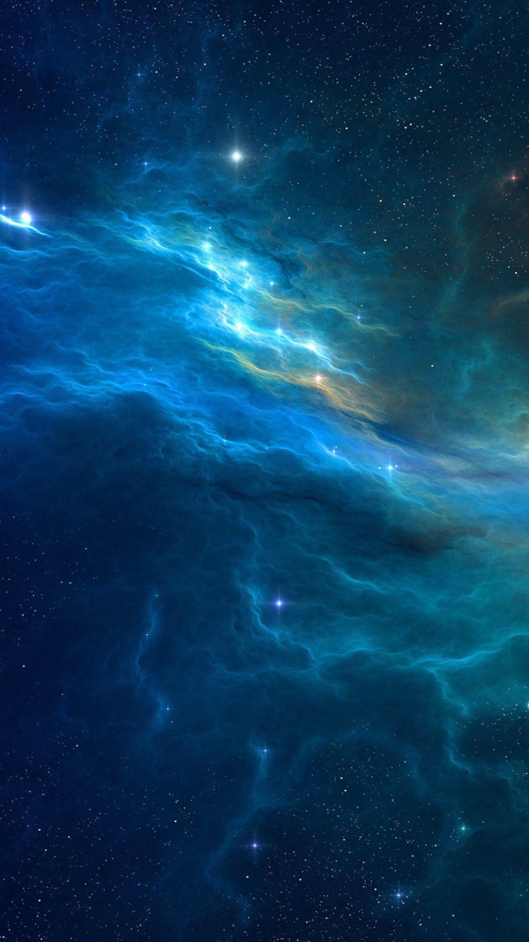 無数の星と水色の綺麗な宇宙の750 x 1334 / スマホ壁紙