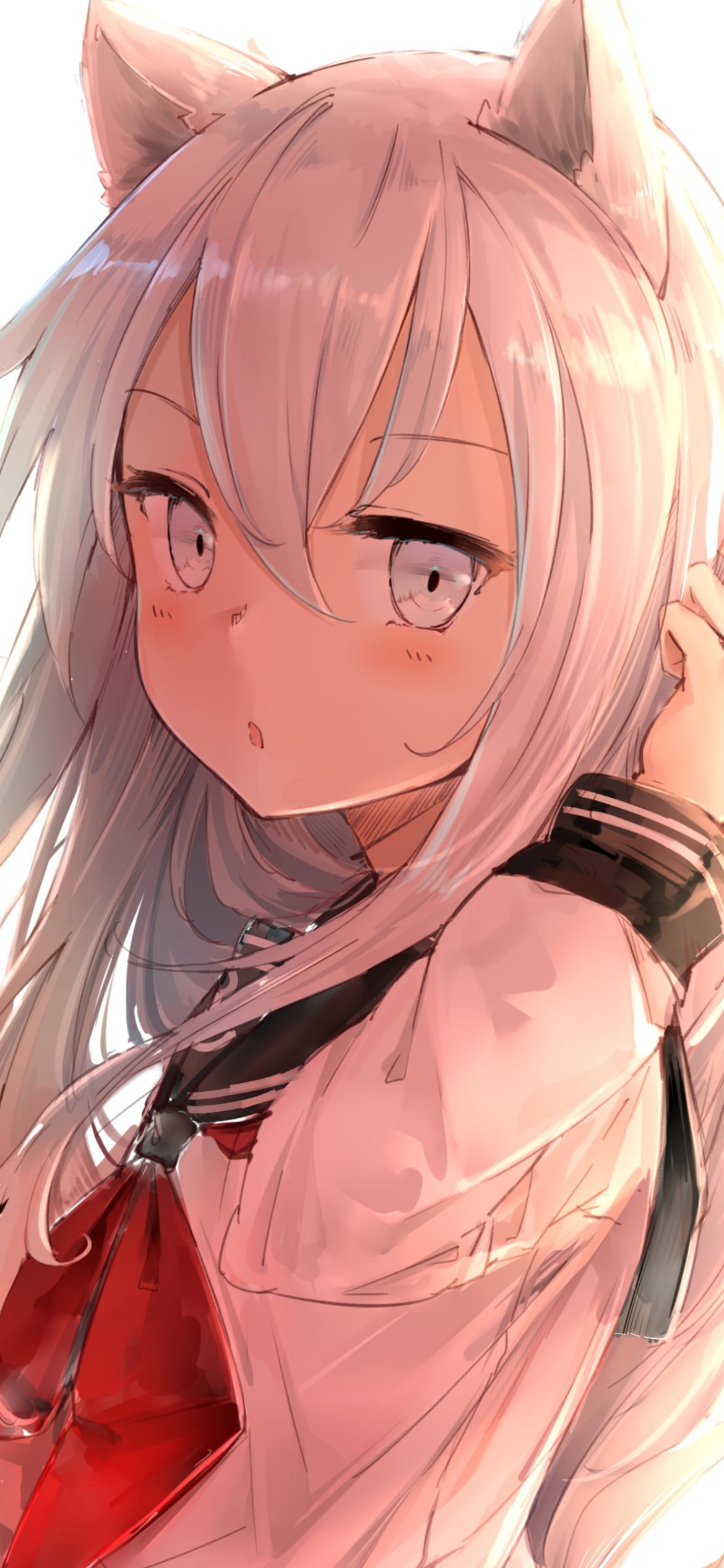 こちらを見つめるセーラー服を着た響 / 艦隊これくしょんの1170 x 2532 / スマホ壁紙