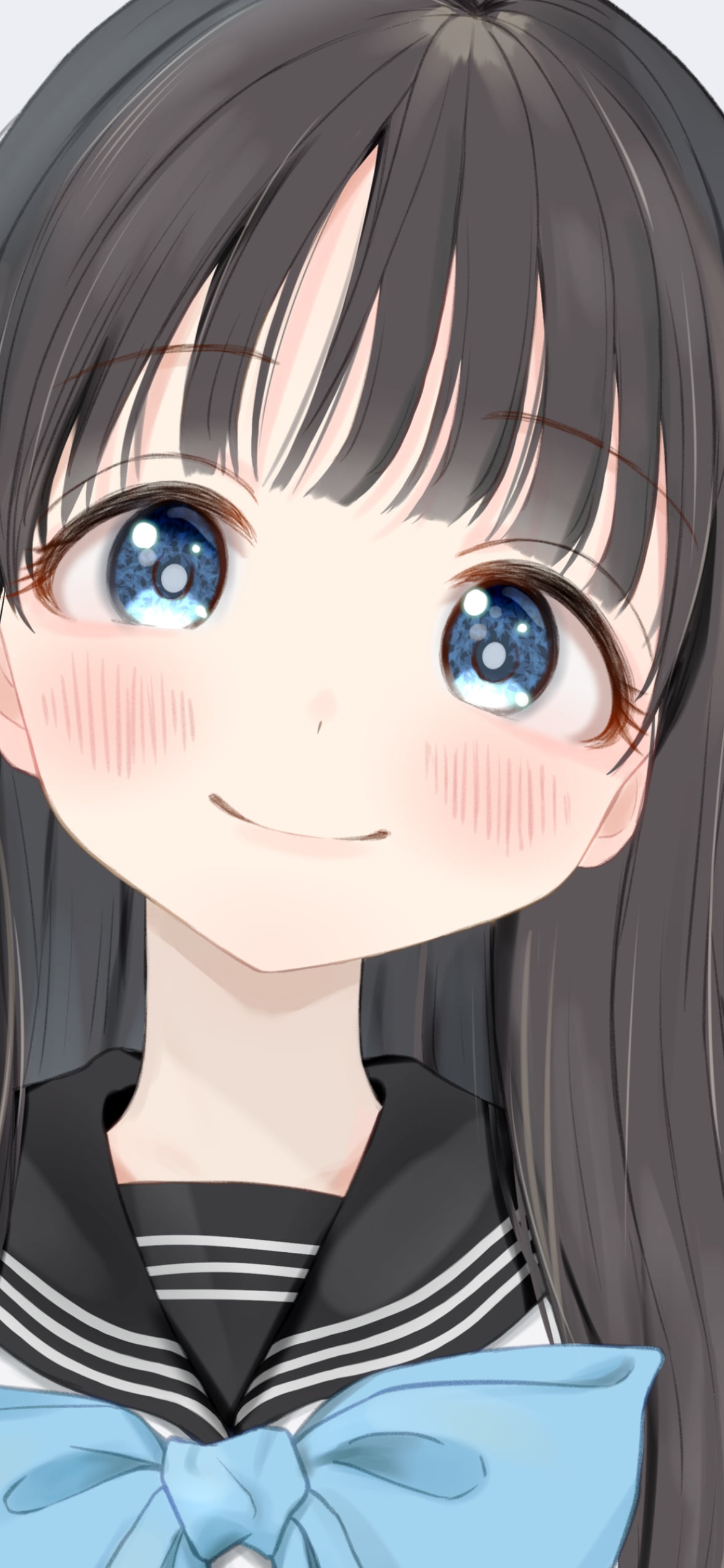 クリクリした青い瞳の可愛い明日小路 / 明日ちゃんのセーラー服の1170 x 2532 / スマホ壁紙