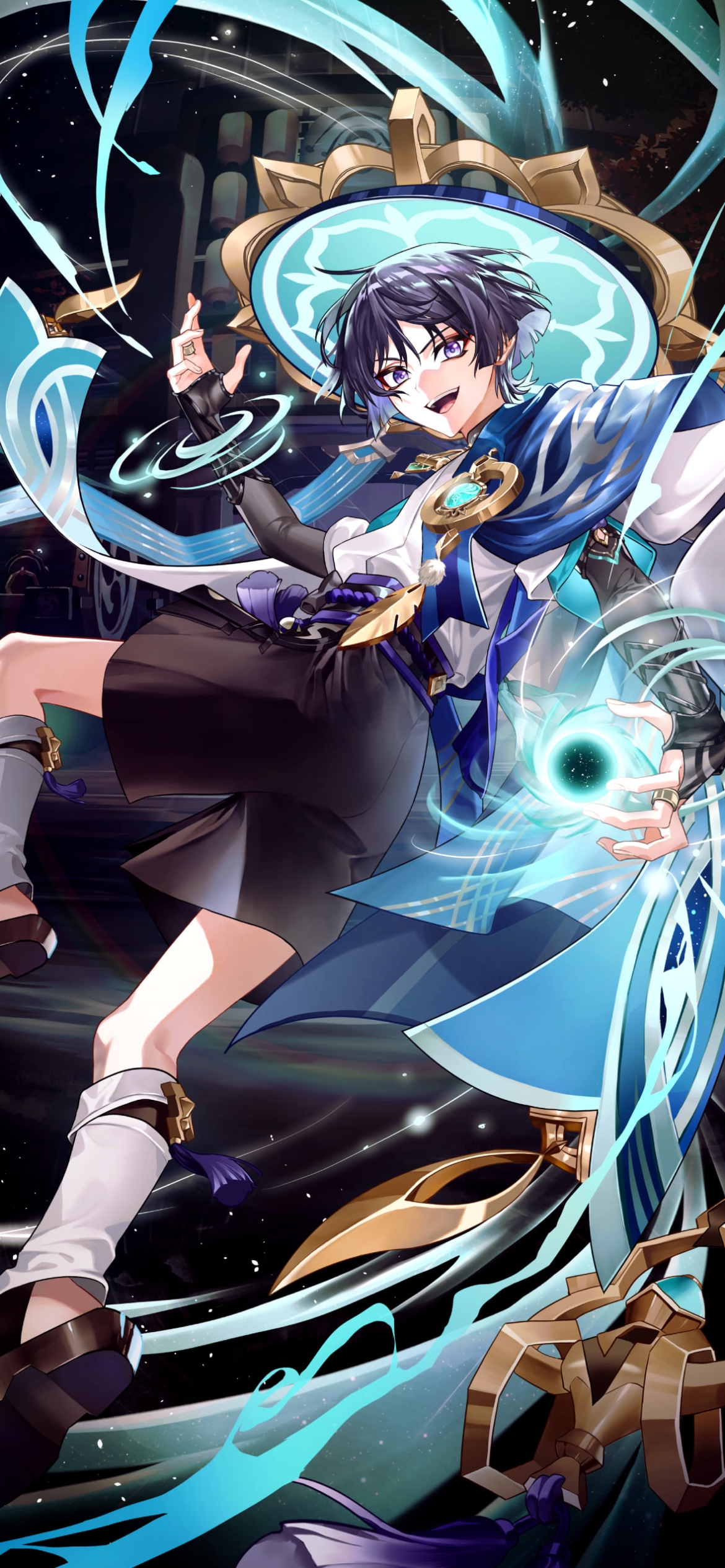 左手で魔法を詠唱するスカラマシュ / 放浪者 / 原神の1170 x 2532 / スマホ壁紙
