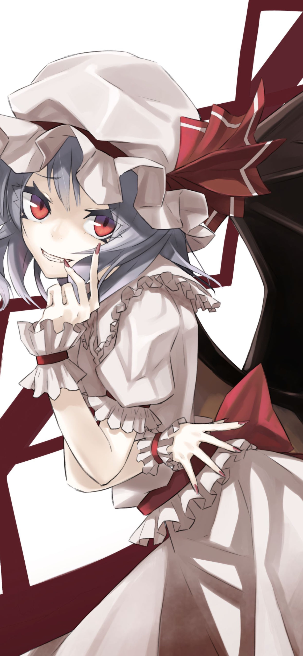 背中からコウモリの翼が生えたレミリア・スカーレット / 東方の1170 x 2532 / スマホ壁紙