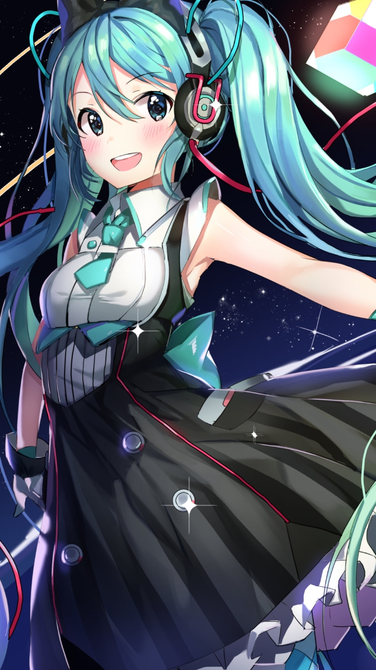 宇宙と初音ミク / ボカロ / ボーカロイドの750 x 1334 / スマホ壁紙