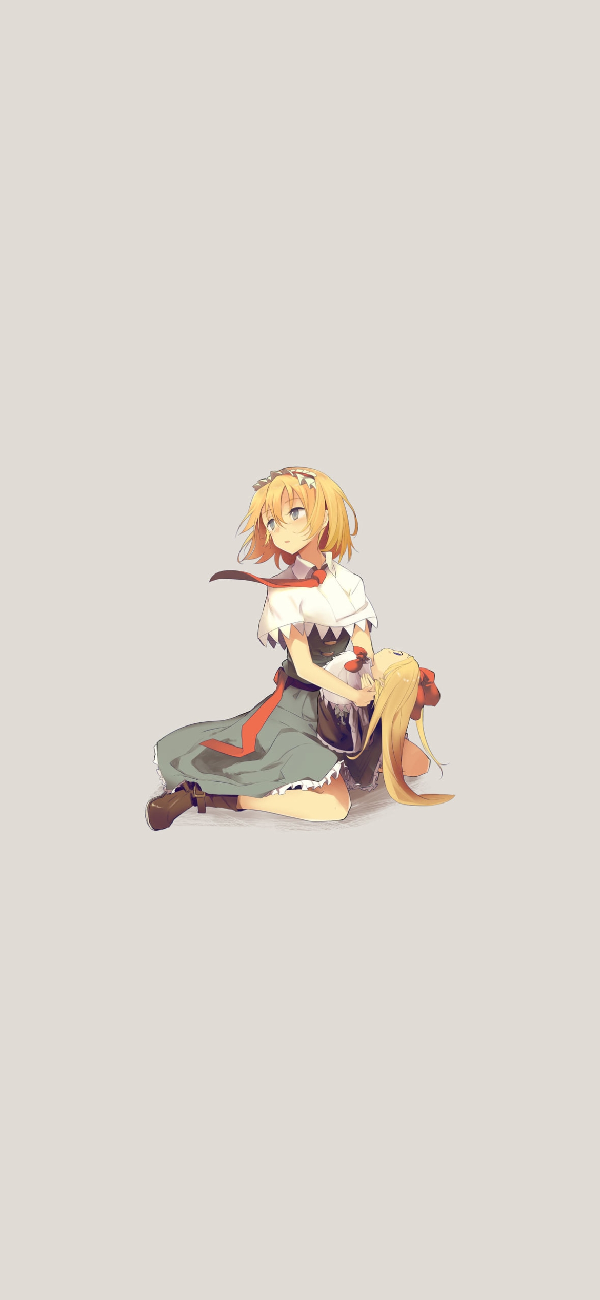 地べたに座るアリス・マーガトロイド / 上海人形 / 東方の1170 x 2532 / スマホ壁紙