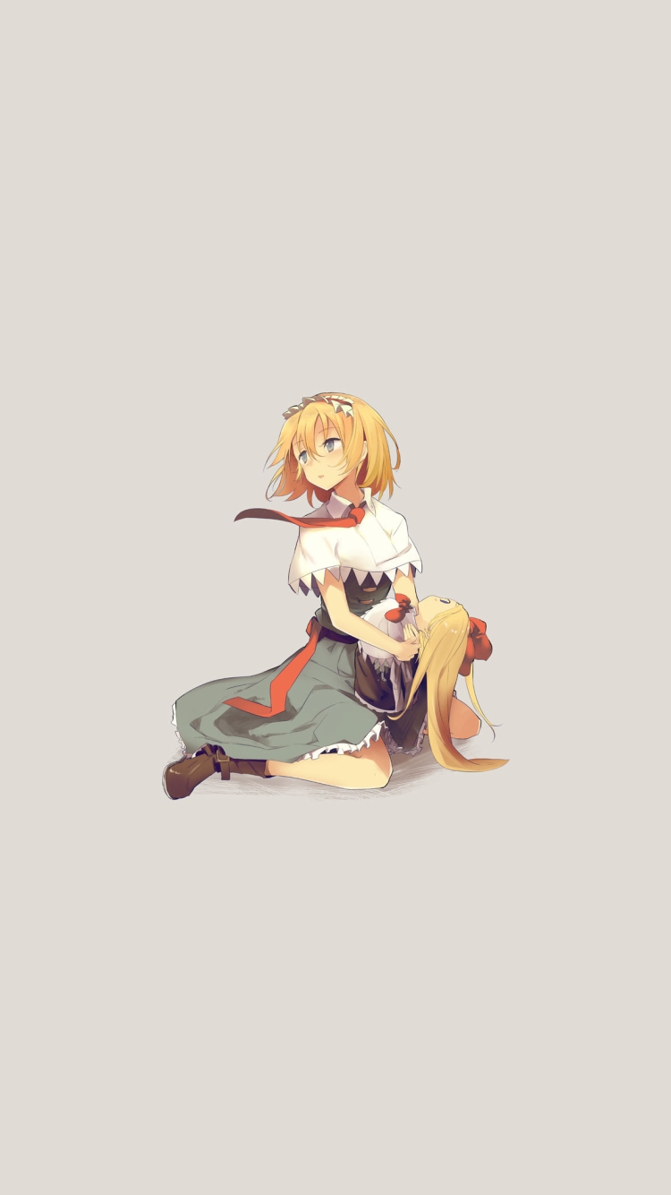 地べたに座るアリス・マーガトロイド / 上海人形 / 東方の750 x 1334 / スマホ壁紙