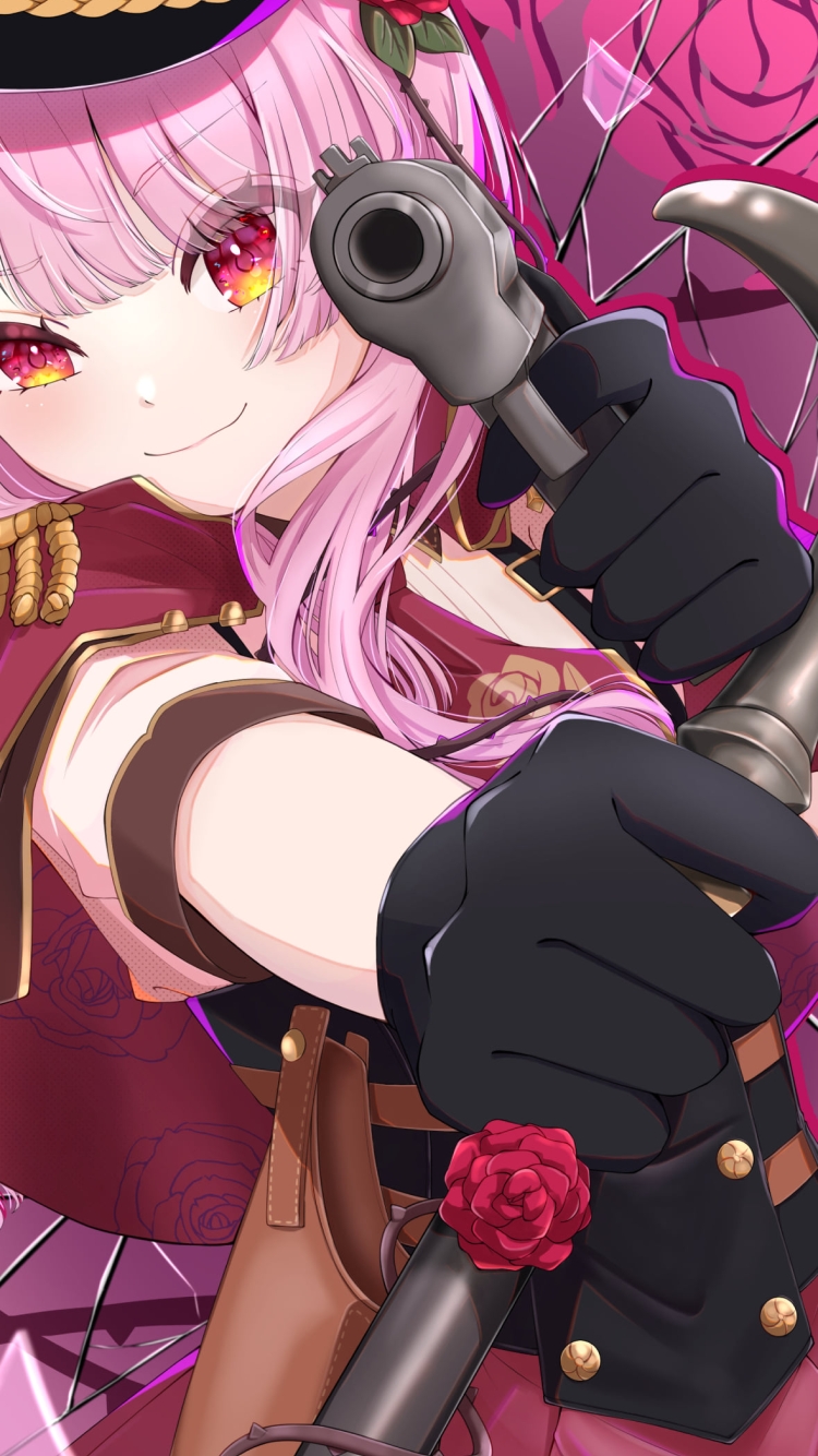 杖と銃を持つ可愛いロゼミ・ラブロック / にじさんじ / バーチャルYouTuber / Vtuberの750 x 1334 / スマホ壁紙