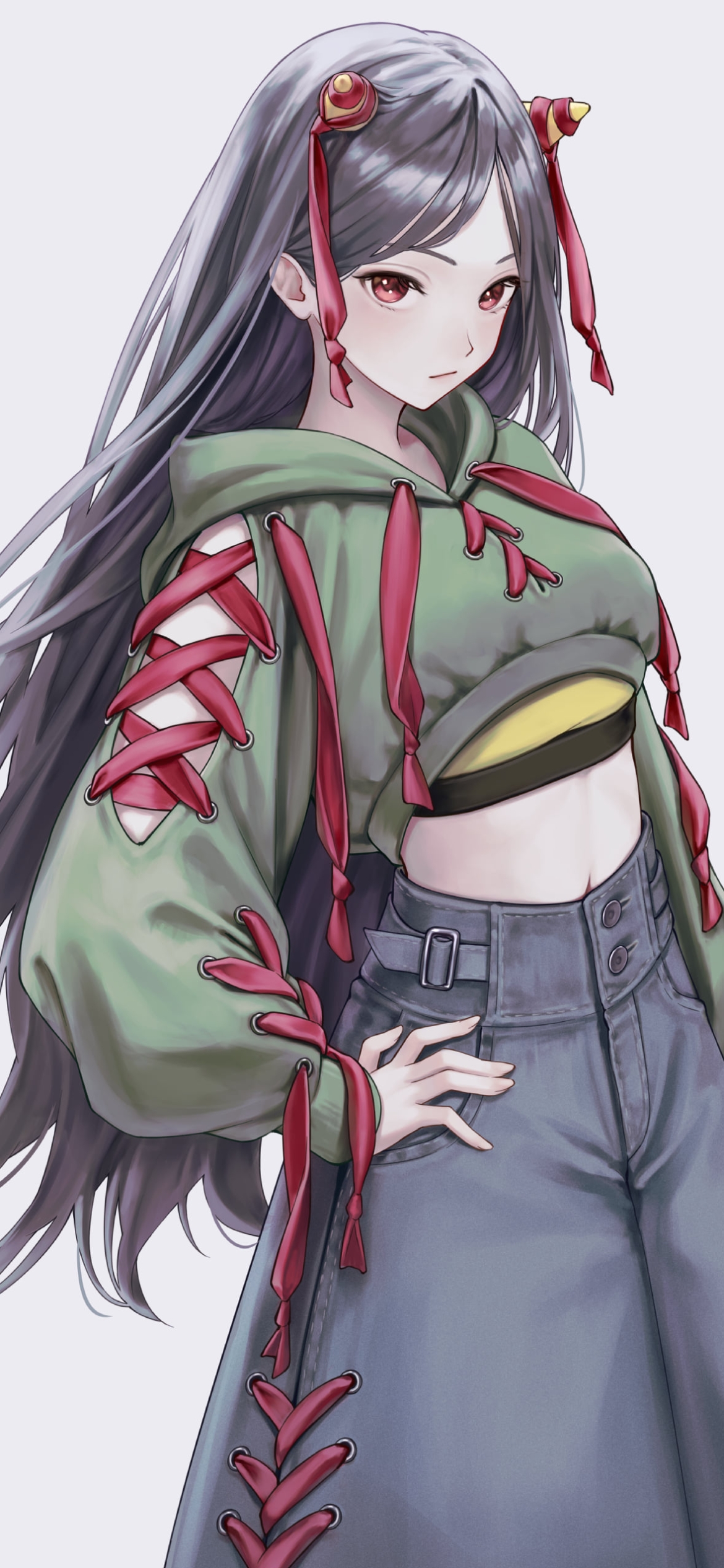 腰に手をあてこっちを見る日白残無 (にっぱくざんむ) / 東方の1170 x 2532 / スマホ壁紙