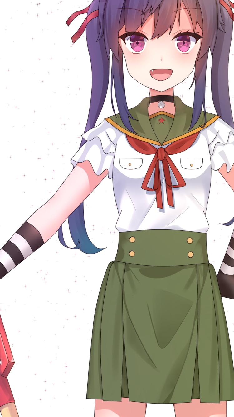 笑顔でスコップを持つ恵飛須沢胡桃 / がっこうぐらし!の750 x 1334 / スマホ壁紙