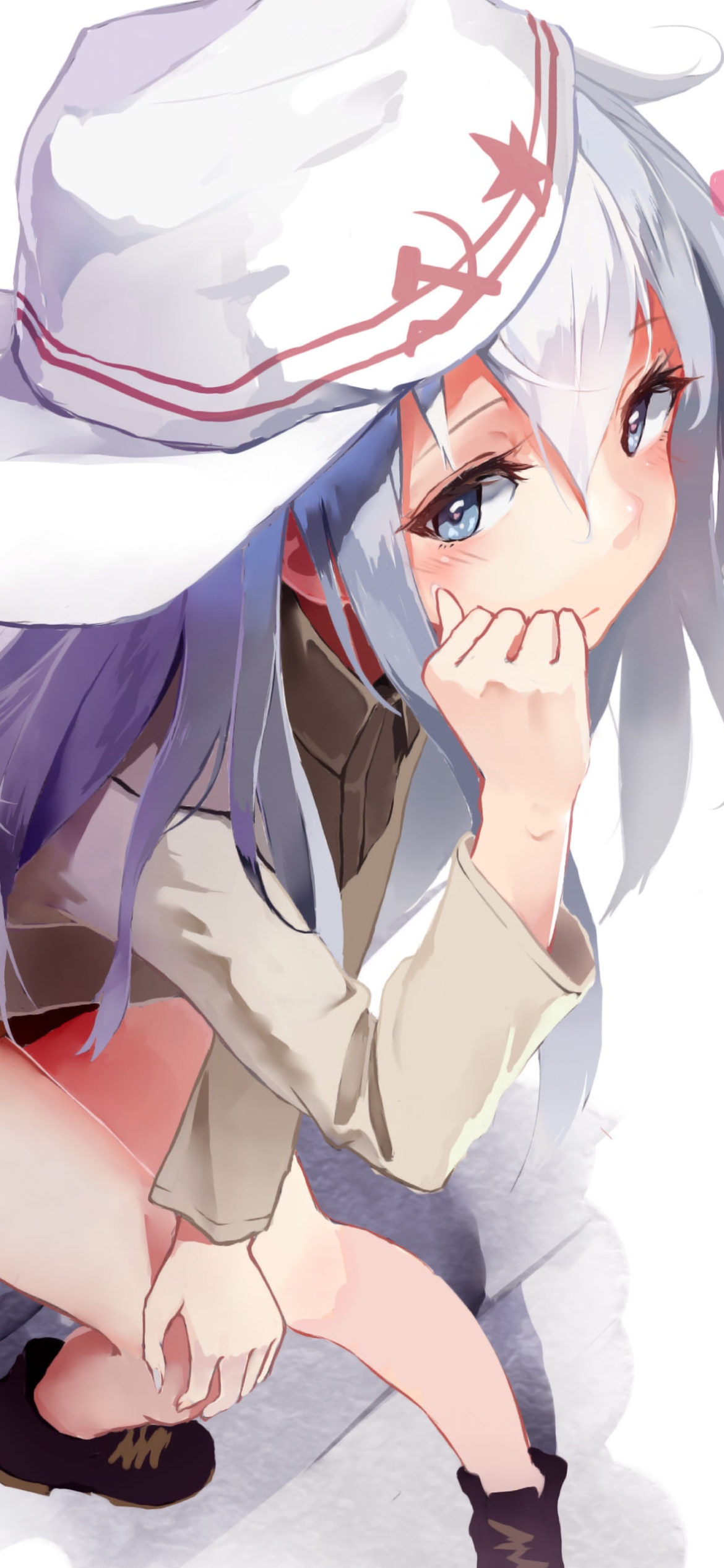 白い階段に座る響 / 艦隊これくしょんの1170 x 2532 / スマホ壁紙