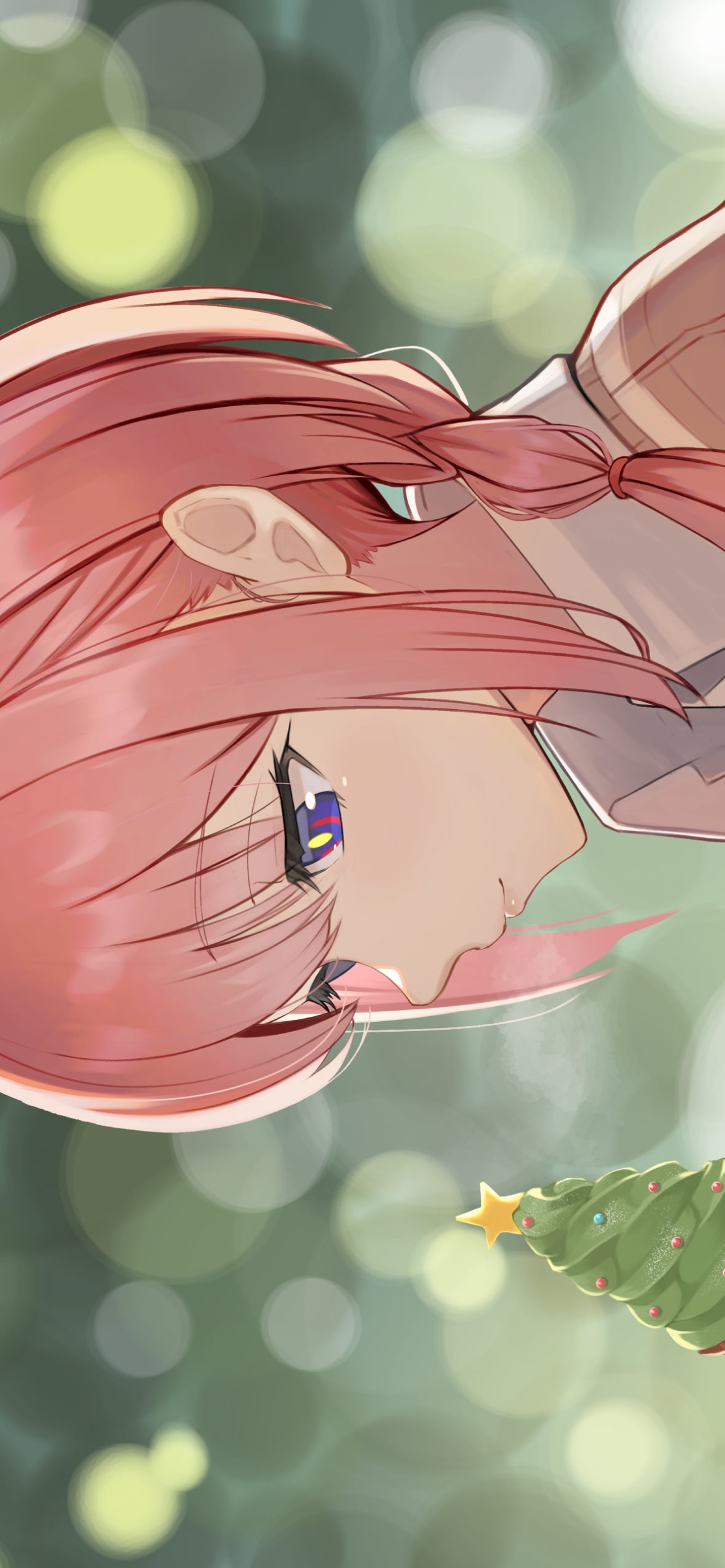 クリスマスツリーを模した緑のアイスを見つめる花譜 / バーチャルYouTuber / Vtuberの1170 x 2532 / スマホ壁紙
