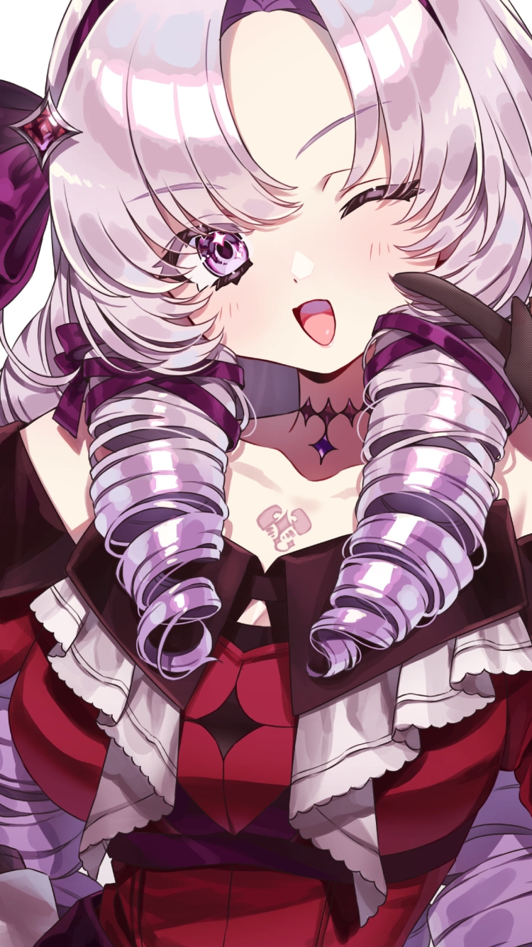 ほっぺたに指をあてる壱百満天原サロメ / にじさんじ / バーチャルYouTuber / Vtuberの750 x 1334 / スマホ壁紙