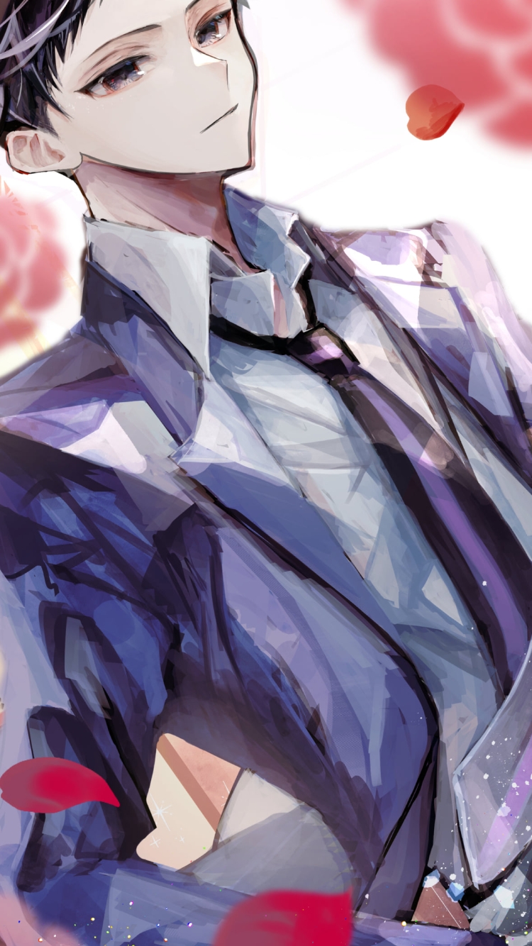 赤い薔薇と銛之塚崇 (もりのづかたかし) / 桜蘭高校ホスト部の750 x 1334 / スマホ壁紙