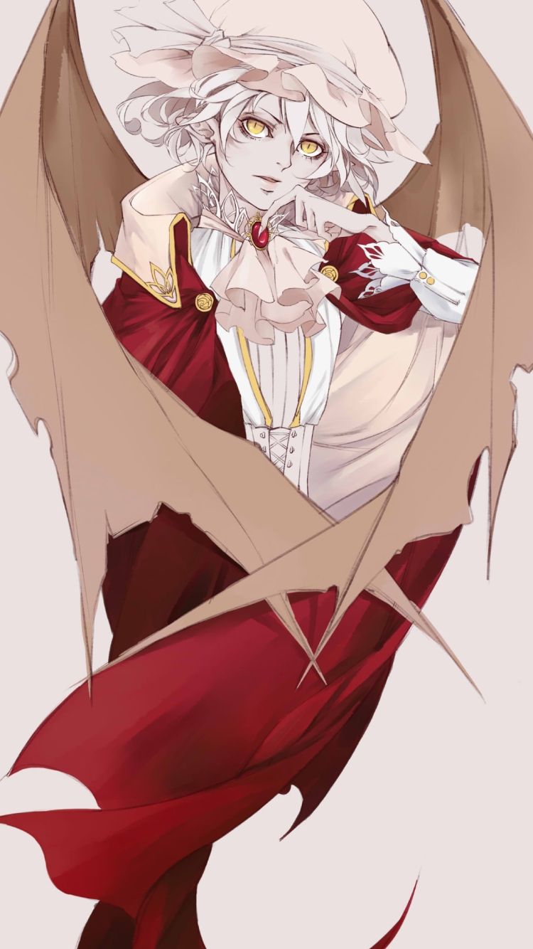 赤いマントを羽織ったレミリア・スカーレット / 東方の750 x 1334 / スマホ壁紙