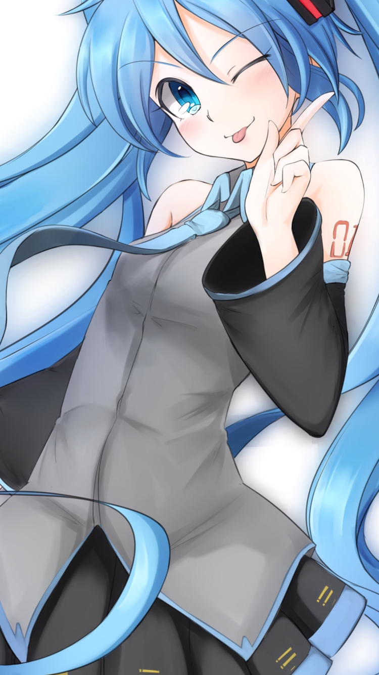テヘペロしてる初音ミク / ボカロ / ボーカロイドの750 x 1334 / スマホ壁紙