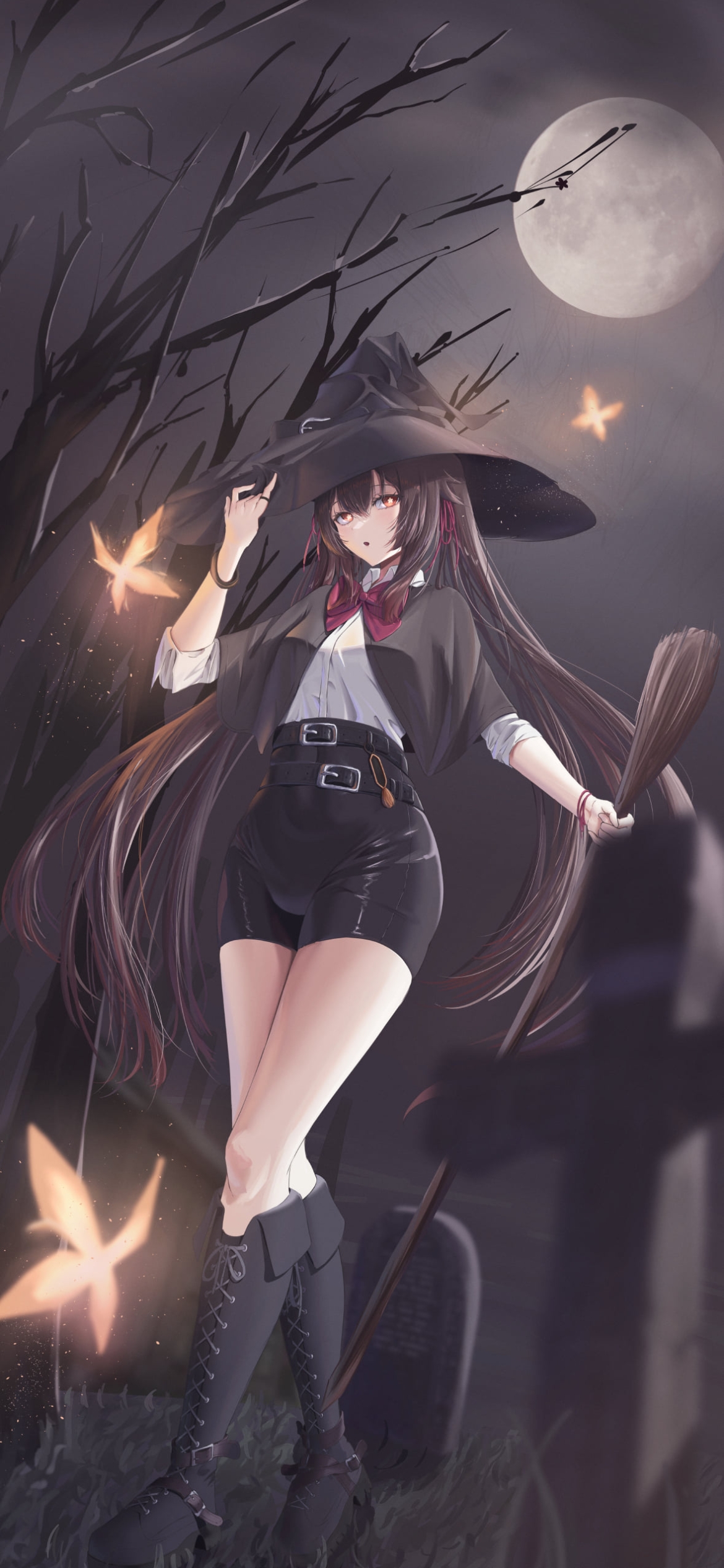 満月と枯れ木と胡桃 / 原神の1170 x 2532 / スマホ壁紙