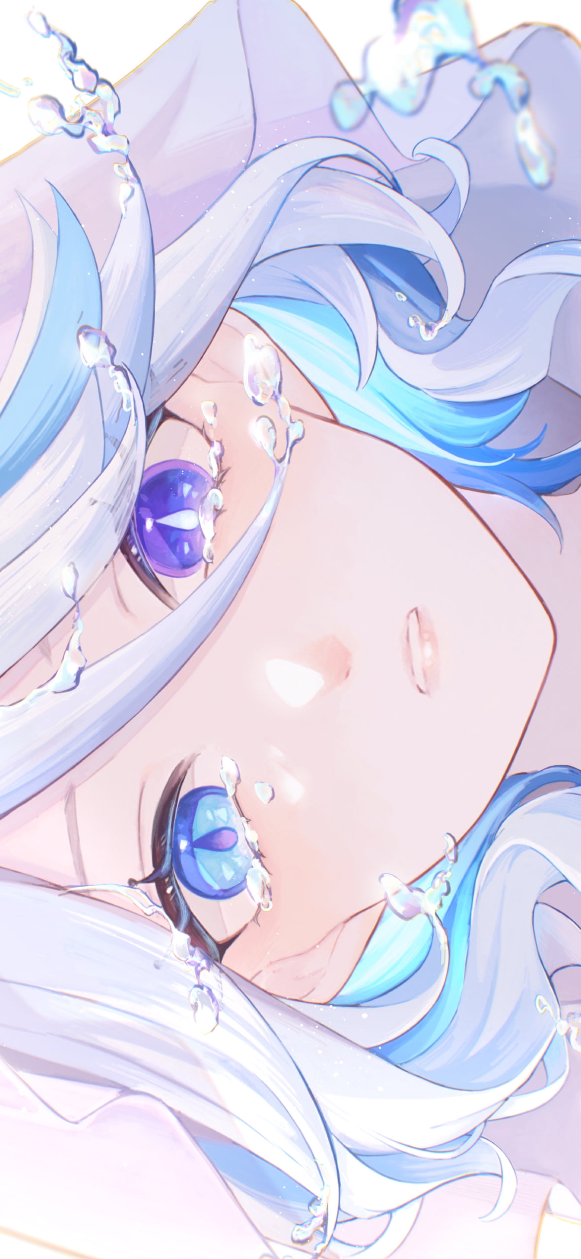 白いフードを被った綺麗なフリーナ / 原神の1170 x 2532 / スマホ壁紙