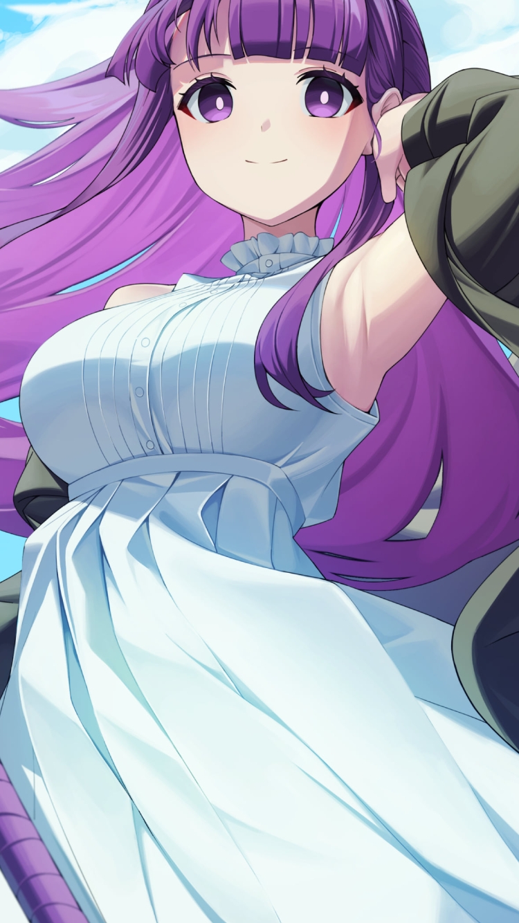 髪をかきあげるムチムチのフェルン / 葬送のフリーレンの750 x 1334 / スマホ壁紙