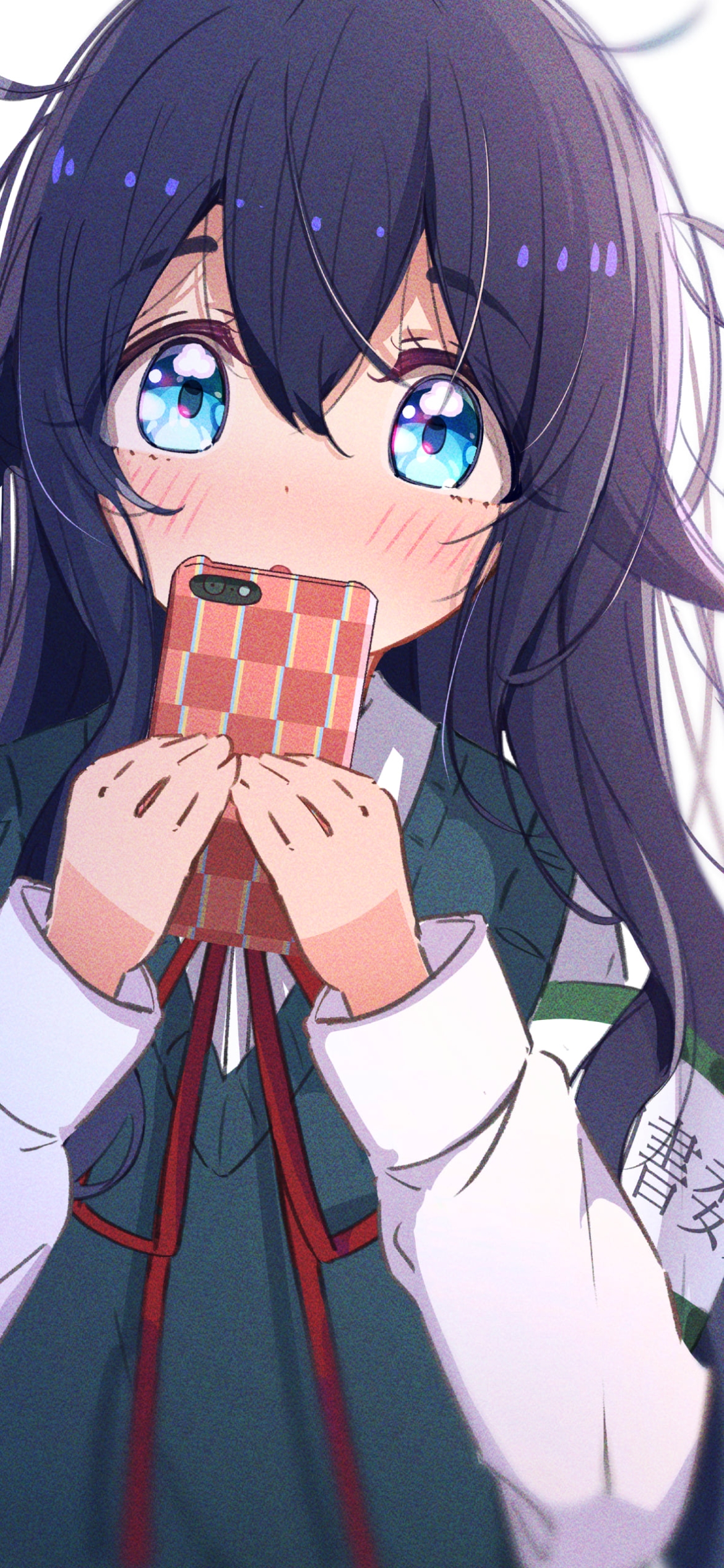 スマホで口元を隠す好本静 / 君のことが大大大大大好きな100人の彼女の1170 x 2532 / スマホ壁紙