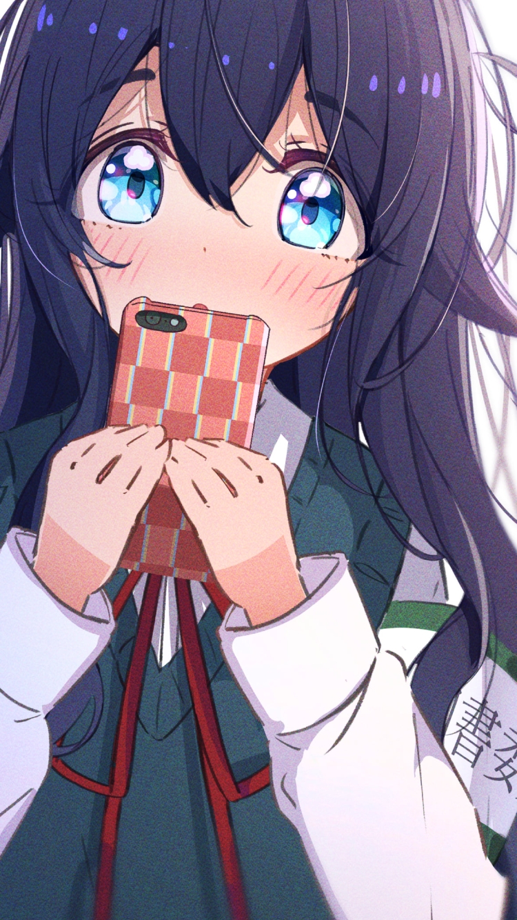 スマホで口元を隠す好本静 / 君のことが大大大大大好きな100人の彼女の750 x 1334 / スマホ壁紙