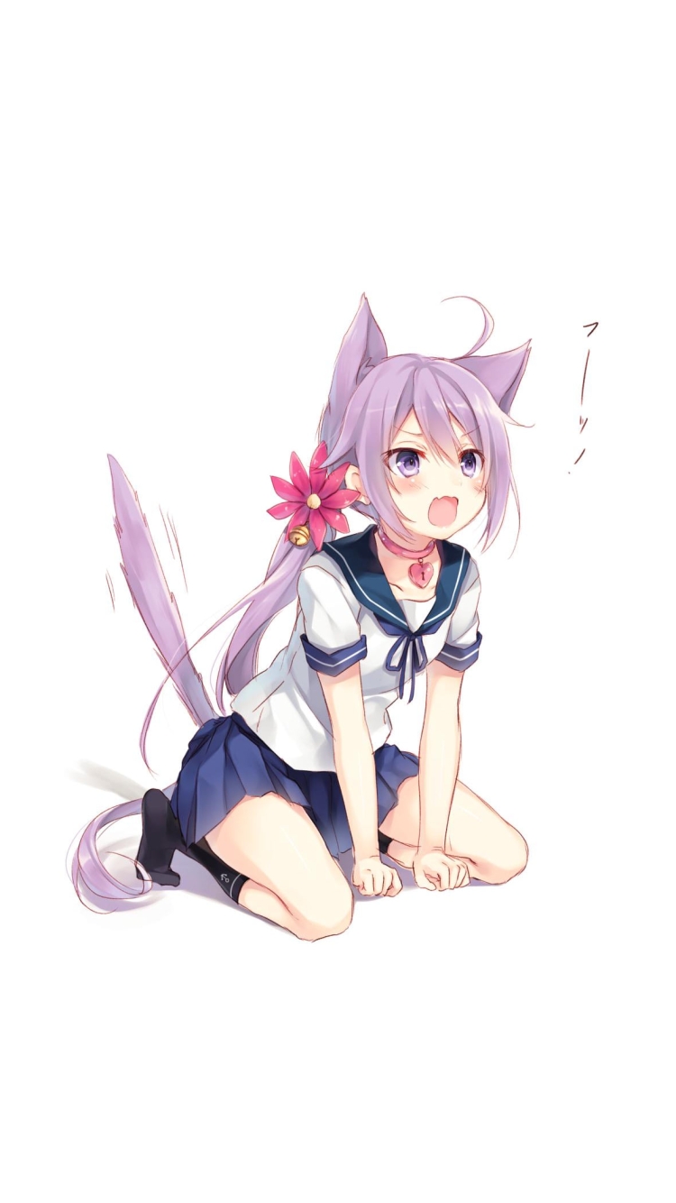 猫の真似をする可愛い曙 / 艦隊これくしょんの750 x 1334 / スマホ壁紙