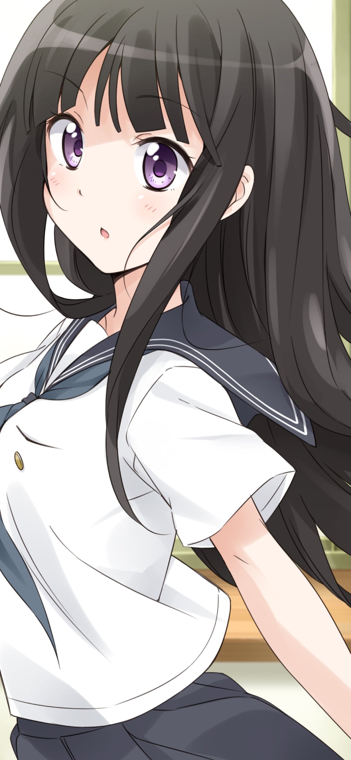 制服を着た千反田える / 学校 / 氷菓の1170 x 2532 / スマホ壁紙