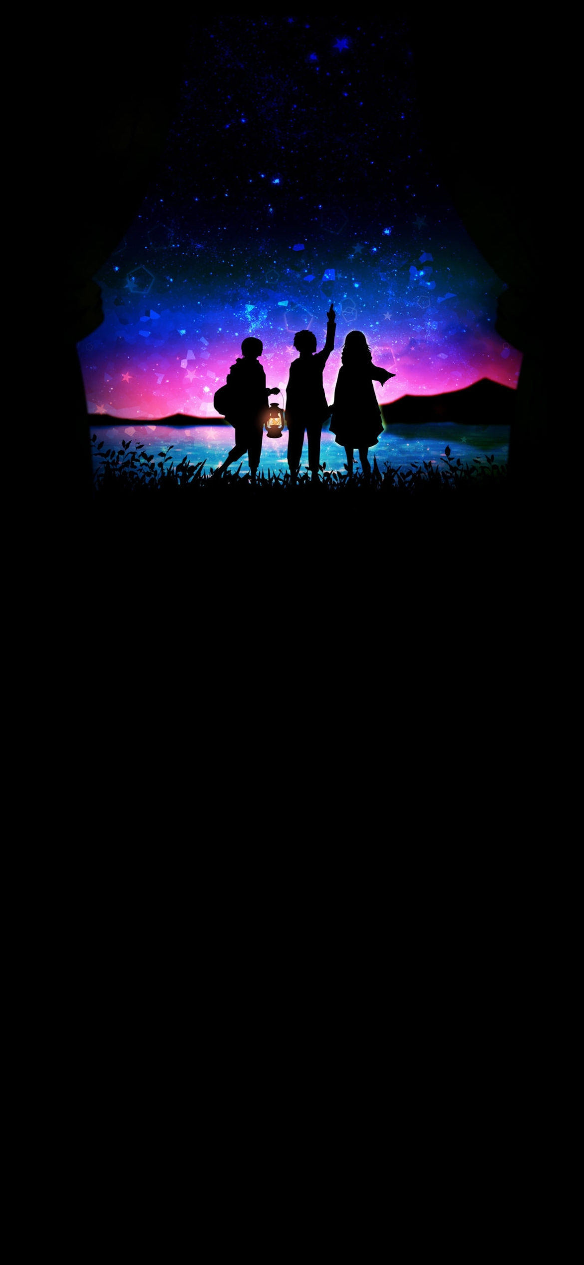 星を見上げるミカサ・アッカーマン / エレン・イェーガー / アルミン・アルレルト / 進撃の巨人の1170 x 2532 / スマホ壁紙